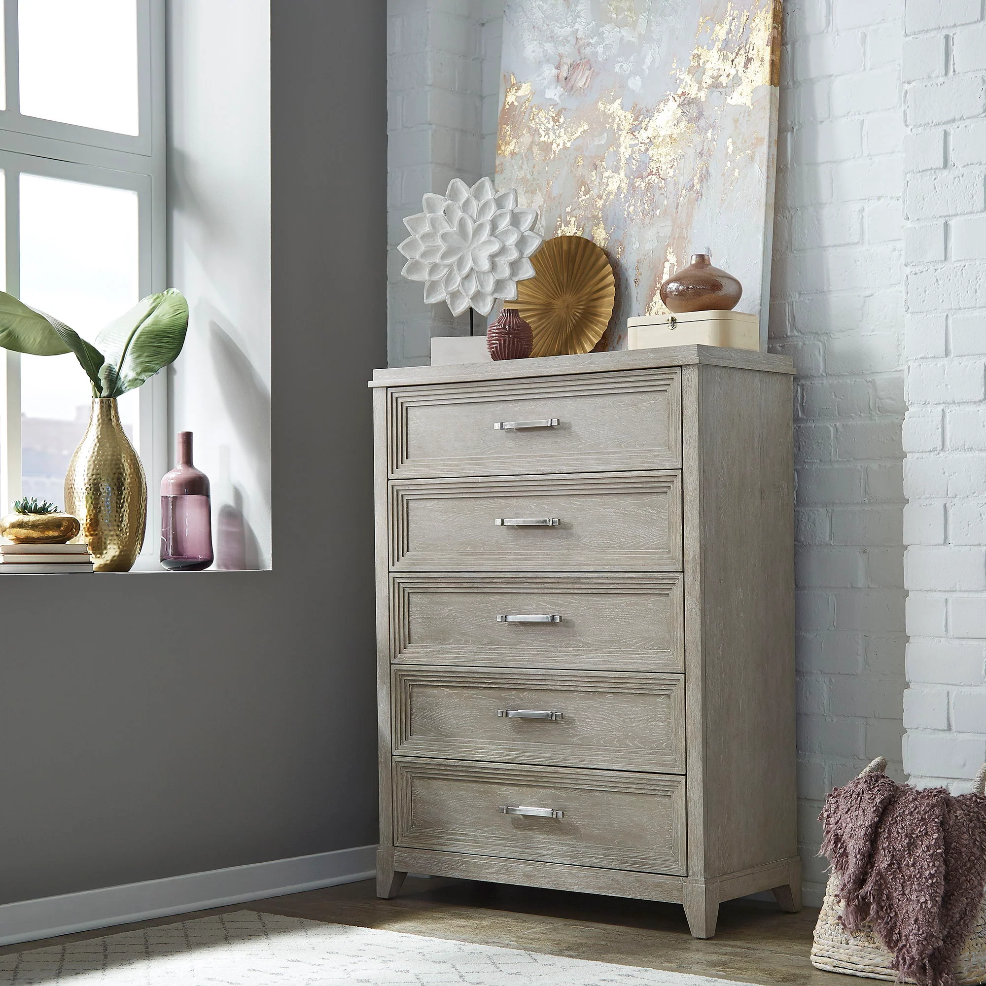 Belmar - 5 Drawer Chest - Washed Taupe - Image 1