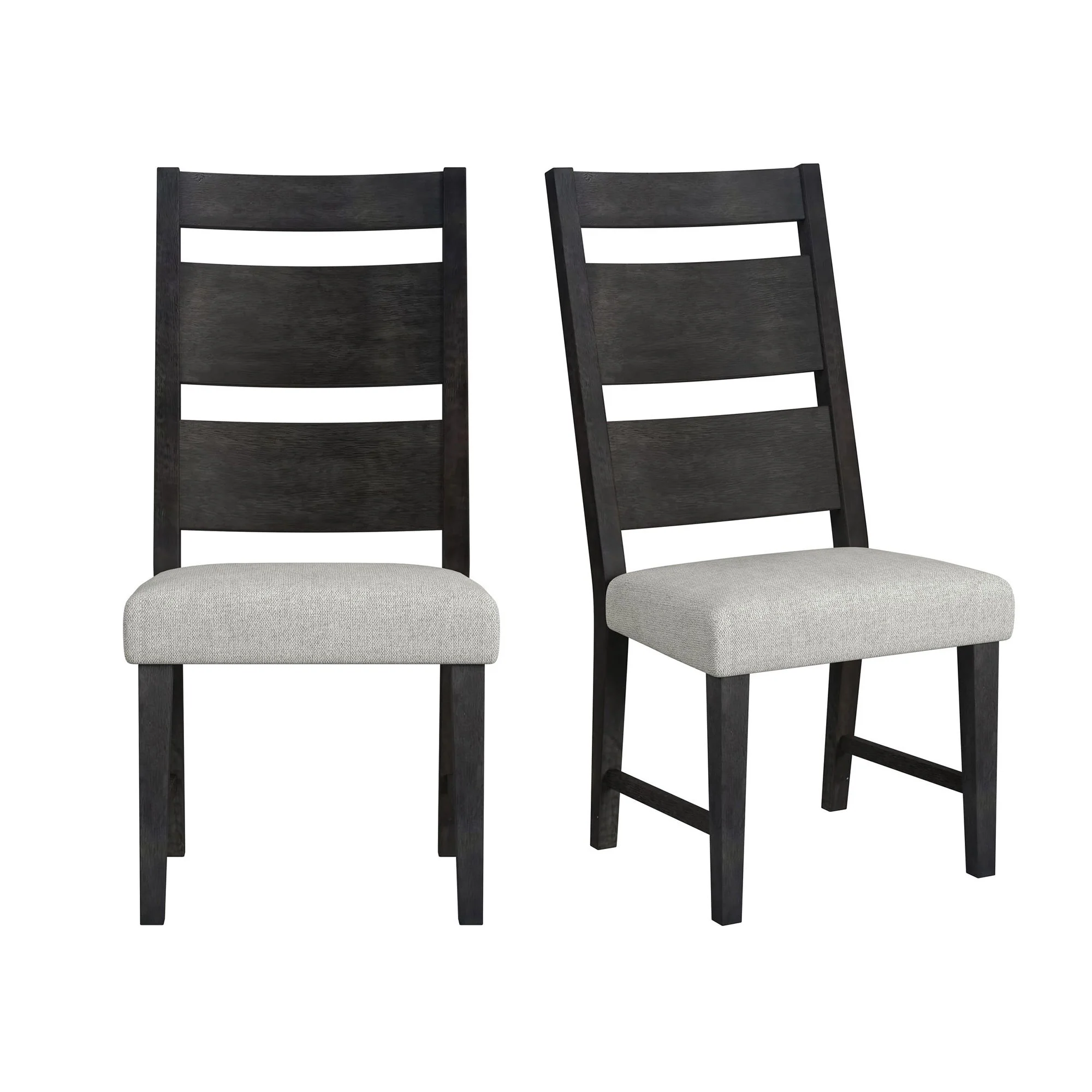Jemma – Wood Back Dining Side Chair (Set of 2) – Dark Espresso / Beige Linen