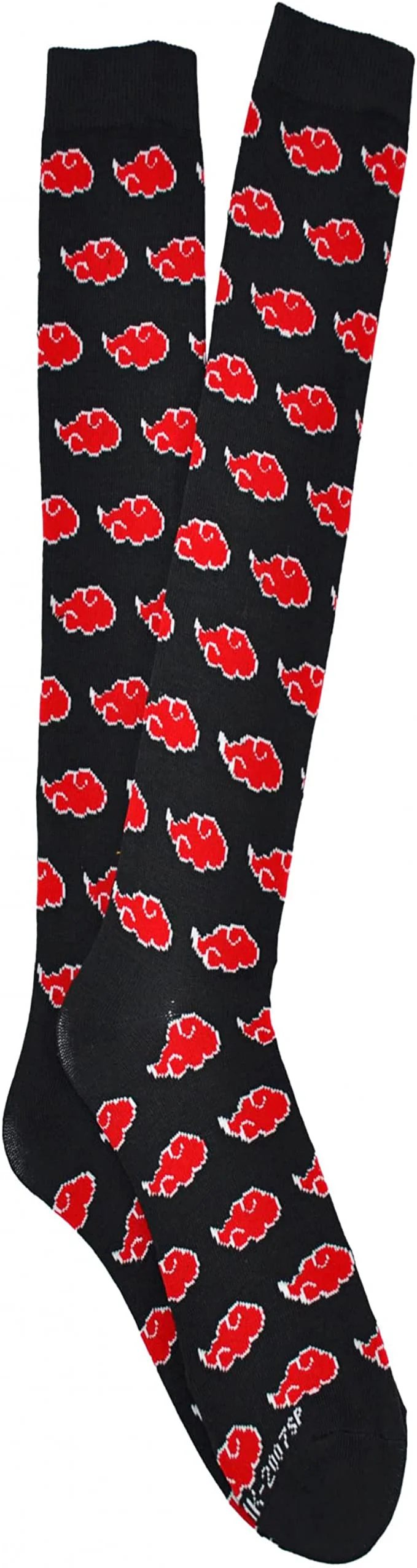 Naruto Shippuden Akatsuki Clouds Symbol Print Knee High Socks Ladies Sizes 4-10 - Image 1