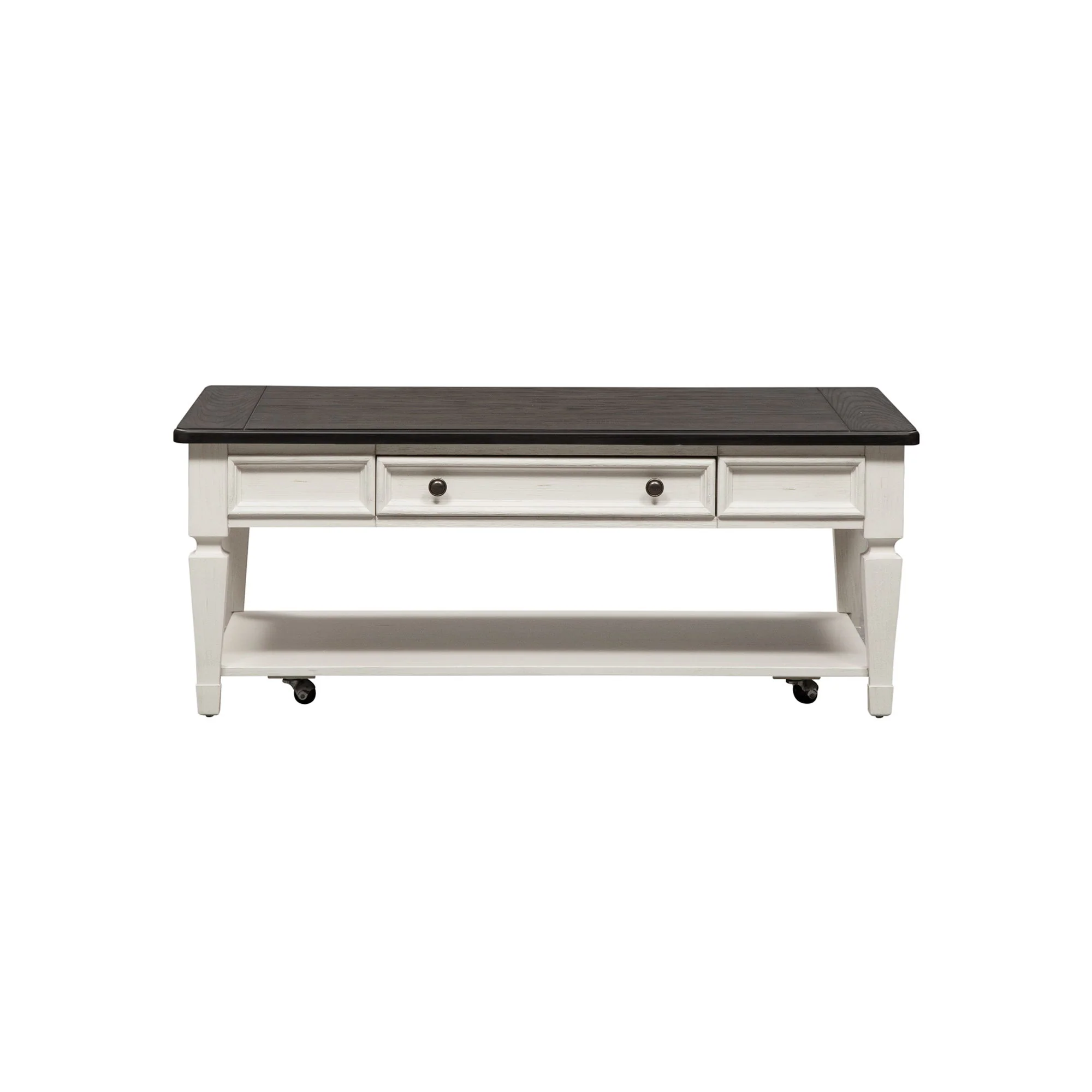Allyson Park - Rectangular Cocktail Table - Wirebrushed White / Charcoal - Image 2