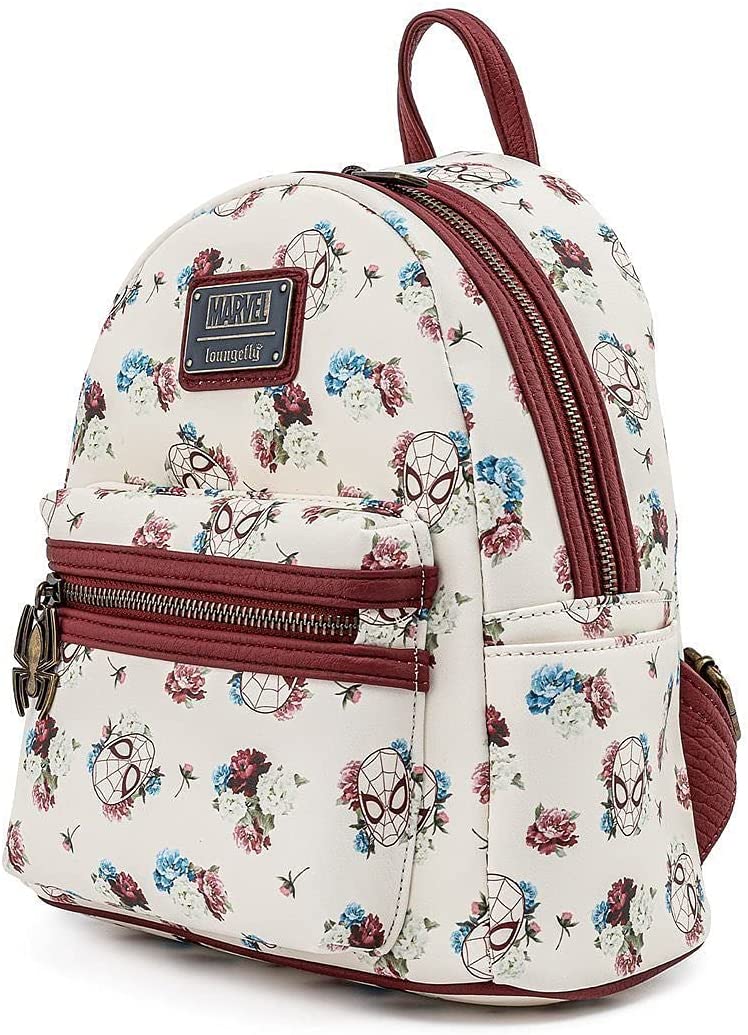 Loungefly Marvel Spider-man Floral All Over Print Womens Double Strap Shoulder Backpack Bag - Image 3