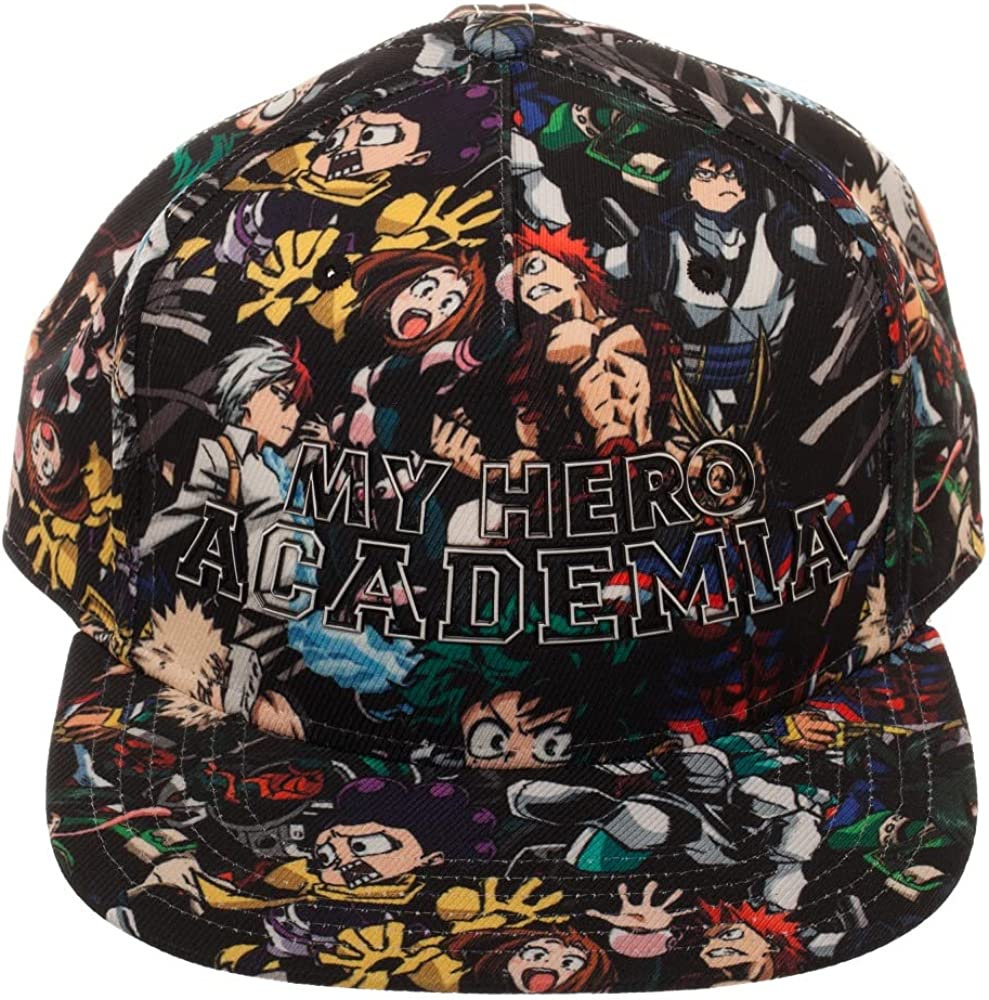 My Hero Academia Character Allover Art Snapback Flat Bill Hat - Image 1