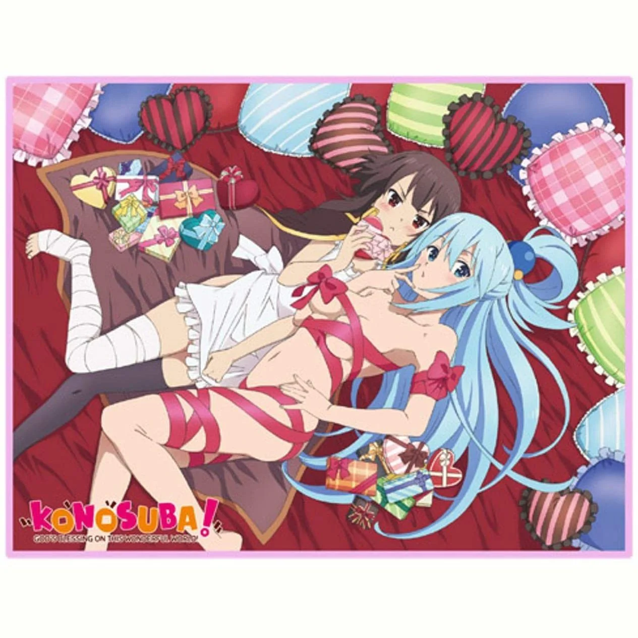 Konosuba- Aqua & Megumin Anime Sublimation Throw Blanket - Image 1