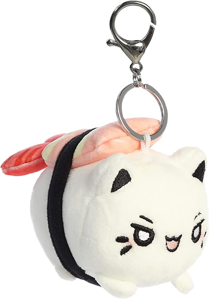 Aurora - Tasty Peach - 3.5" Shrimp Sushi Meowchi Keychain - Image 1