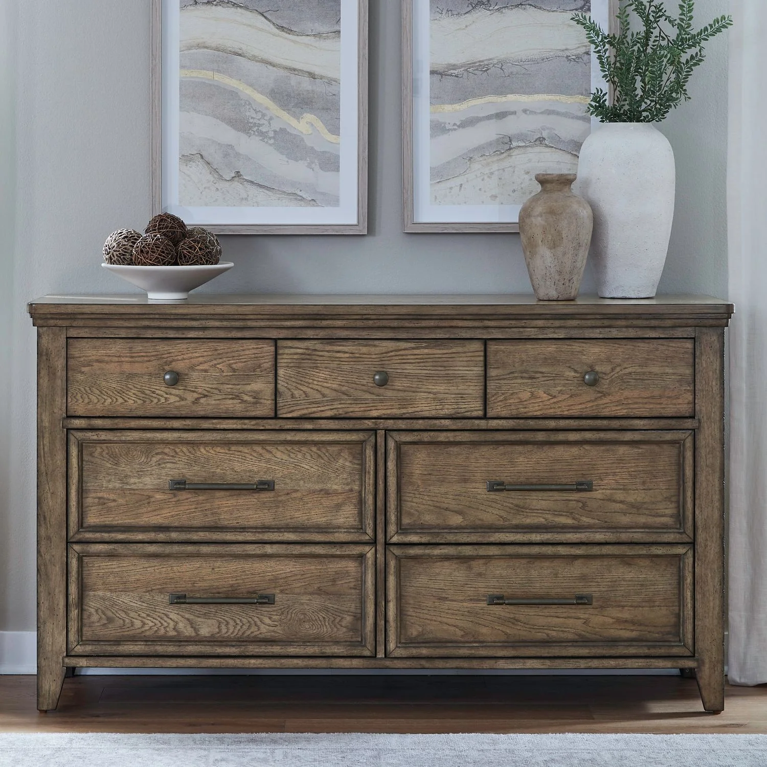 Carolina Park – 7 Drawer Dresser – Amber Brown