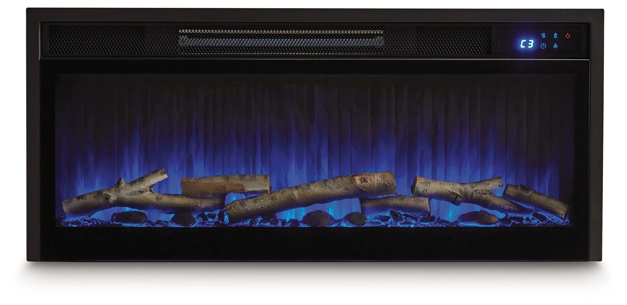 Entertainment Accessories - Fireplace Insert With Faux Birch Log Set - Black - Image 2