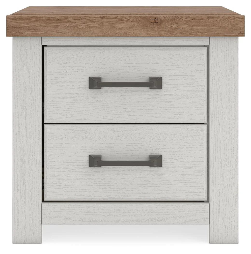 Savonport - Two Drawer Night Stand - White / Brown - Image 3