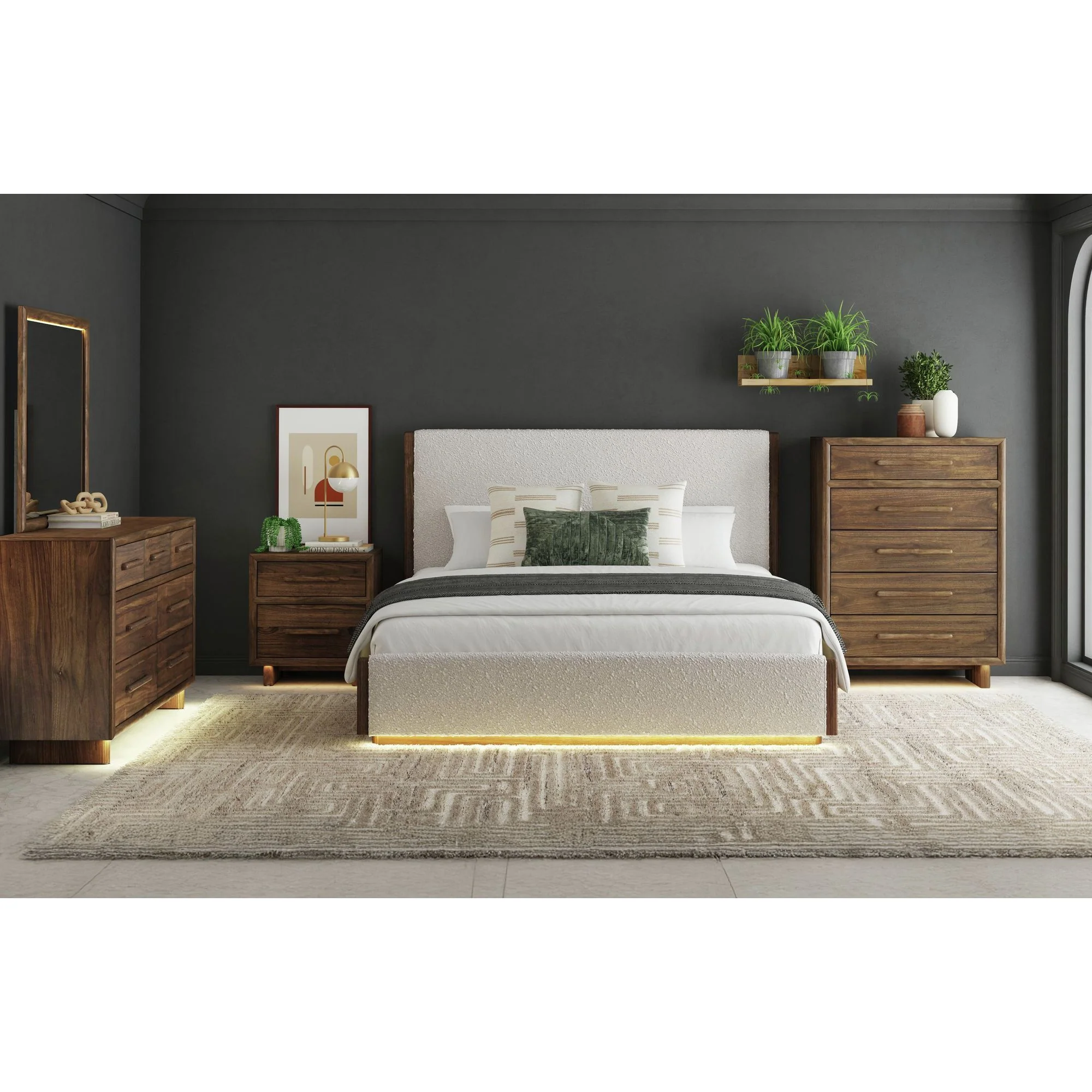 Brisbane - Nightstand With USBC And LED - Brown - Image 2