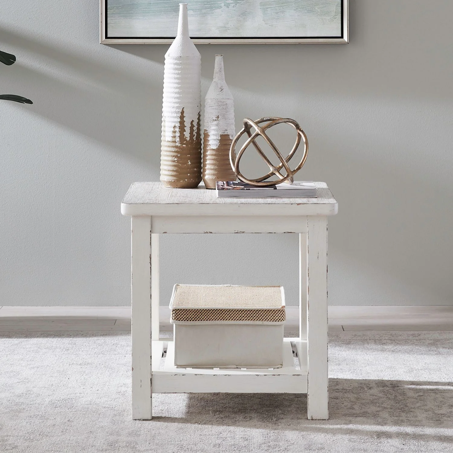 Backroads - End Table - Weathered White & Parchment Brown - Image 1