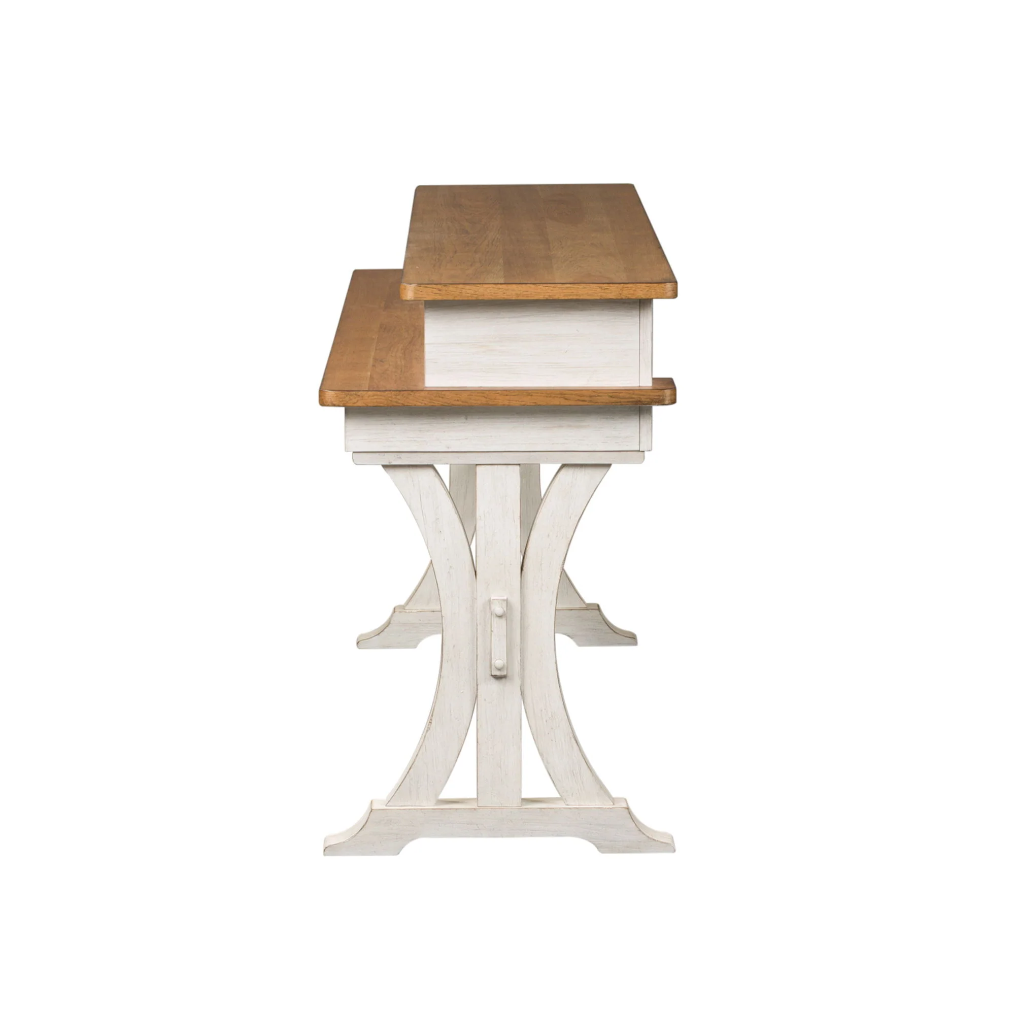 Farmhouse Reimagined - Console Bar Table - Antique White / Chestnut Tops - Image 2