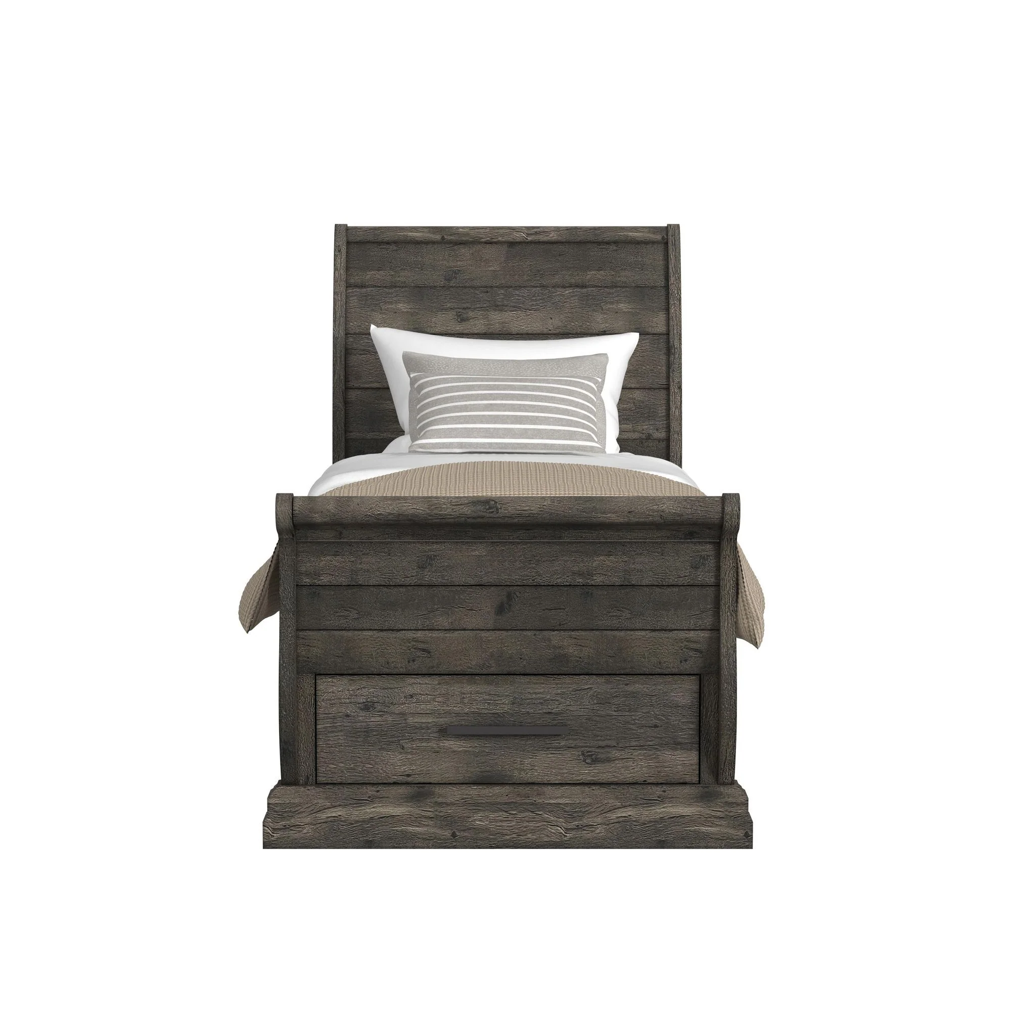 Park Ridge - Twin Sleigh Storage Footboard With Slats - Charcoal - Image 2