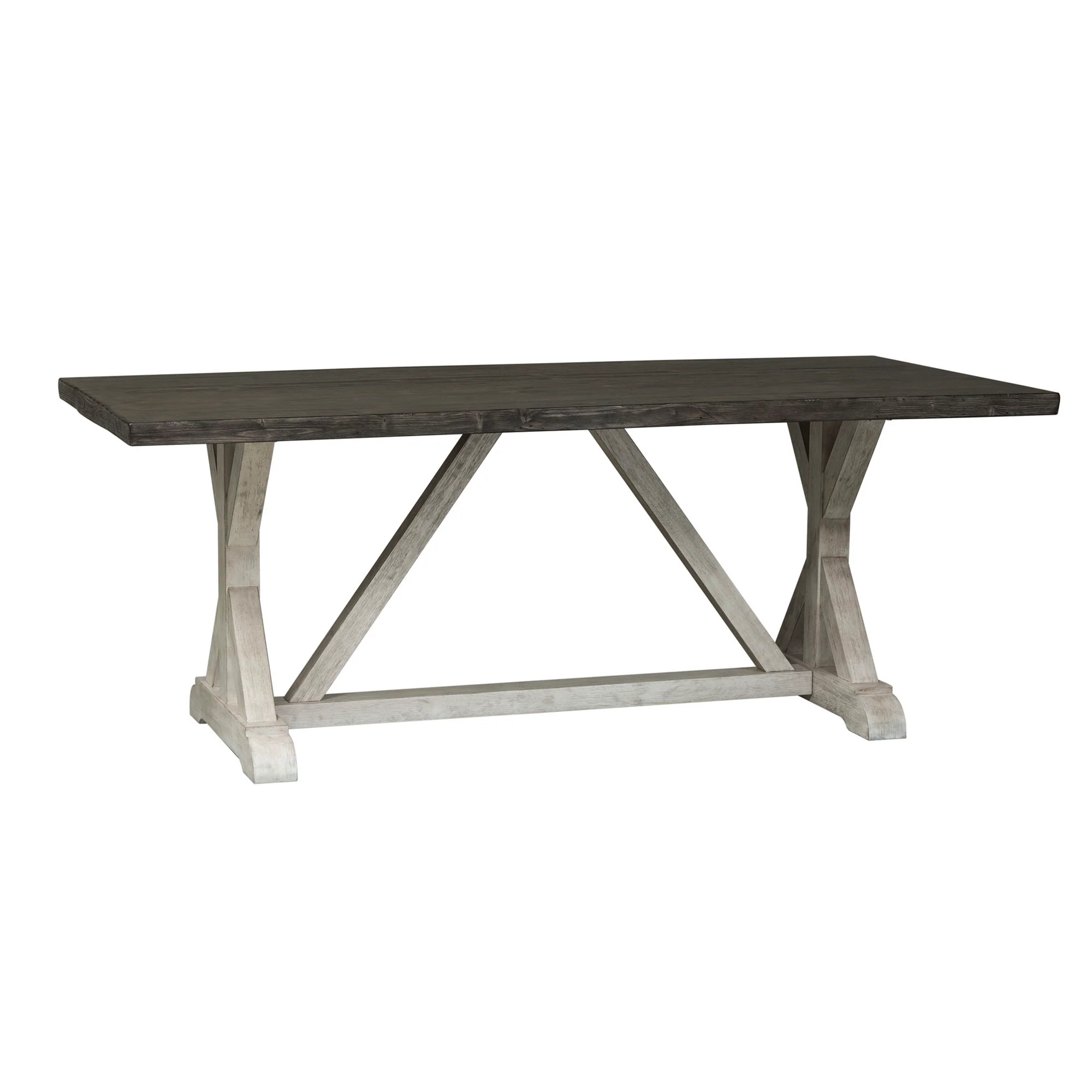 Willowrun - Trestle Table - Rustic White / Weathered Gray Top - Image 3