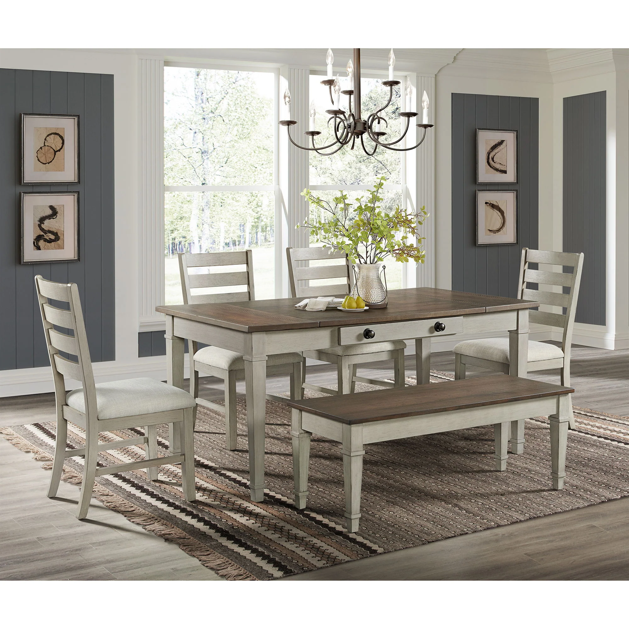 Farmington - Storage Dining Bench - Medium Brown And Washed Stone - Image 2