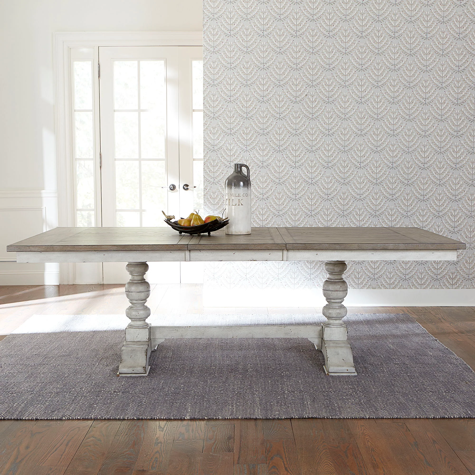 Whitney - Trestle Table - Antique Linen / Weathered Gray - Image 1