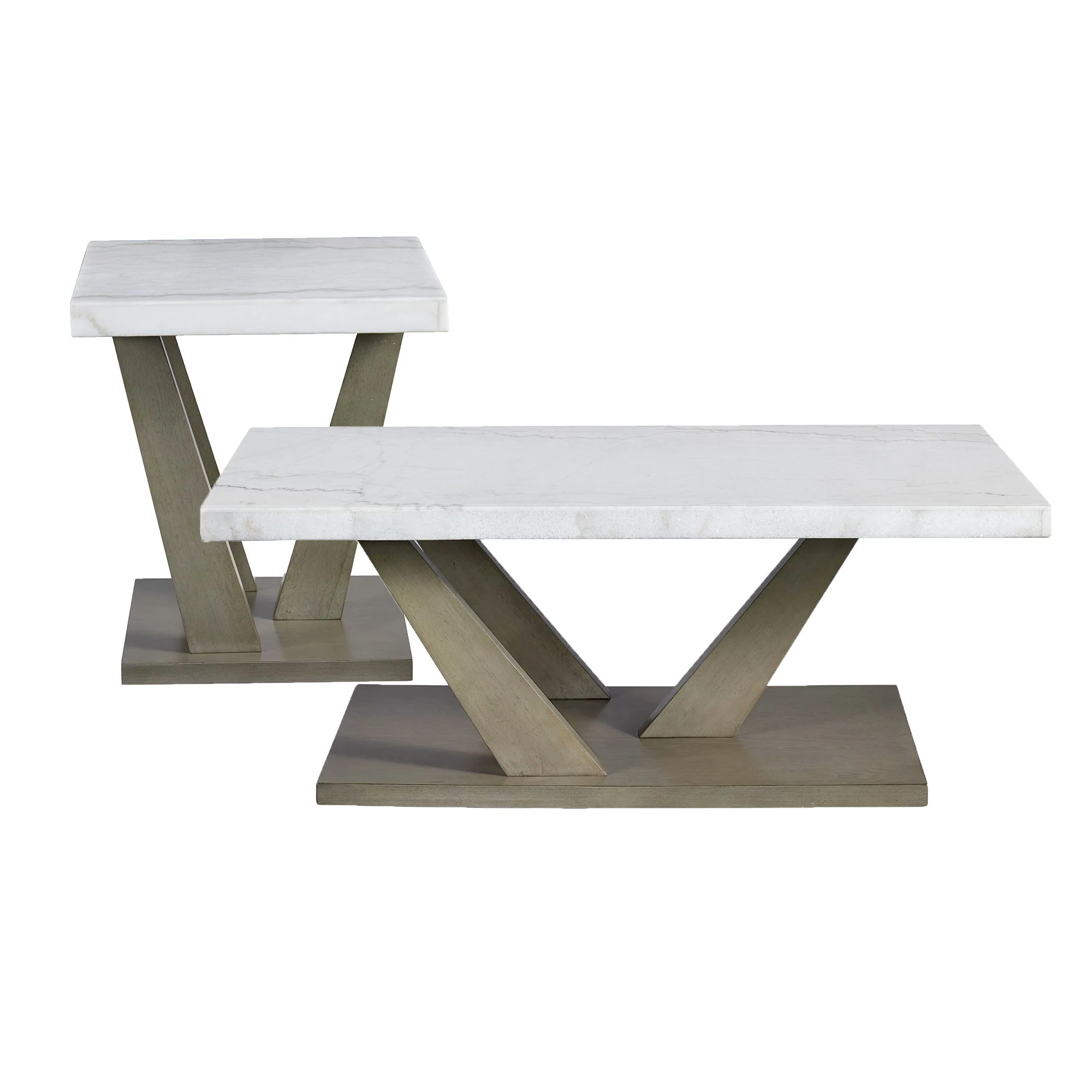 Greta – 2 Piece Occasional Table Set (Coffee Table And End Table) – Gray