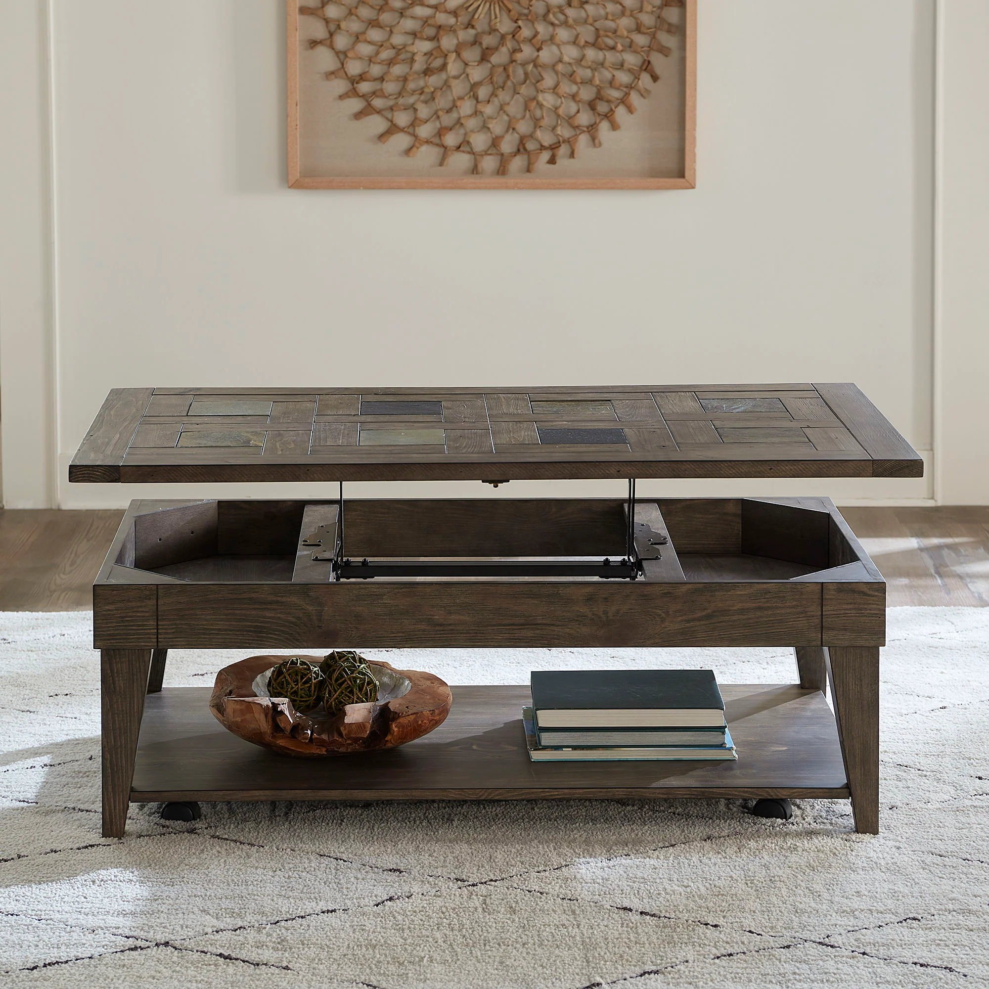 Arrowcreek - Lift Top Cocktail Table - Weathered Stone - Image 1