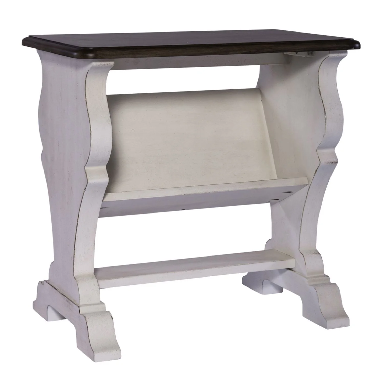 Abbey Road - Library Chair Side Table - Porcelain White / Churchill Brown - Image 3