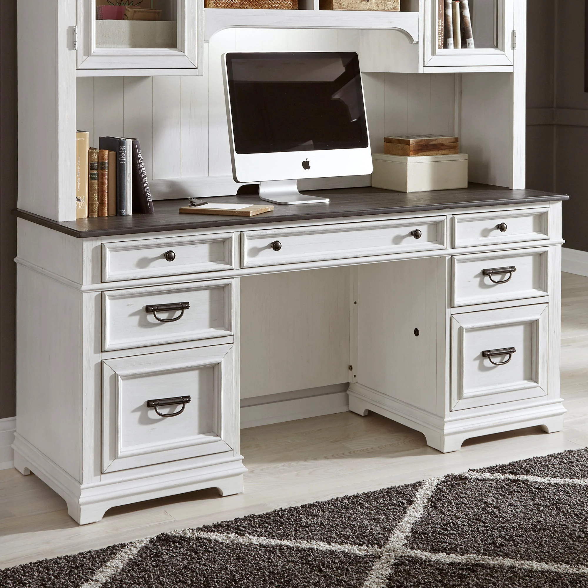 Allyson Park - Credenza - Wirebrushed White / Charcoal - Image 1