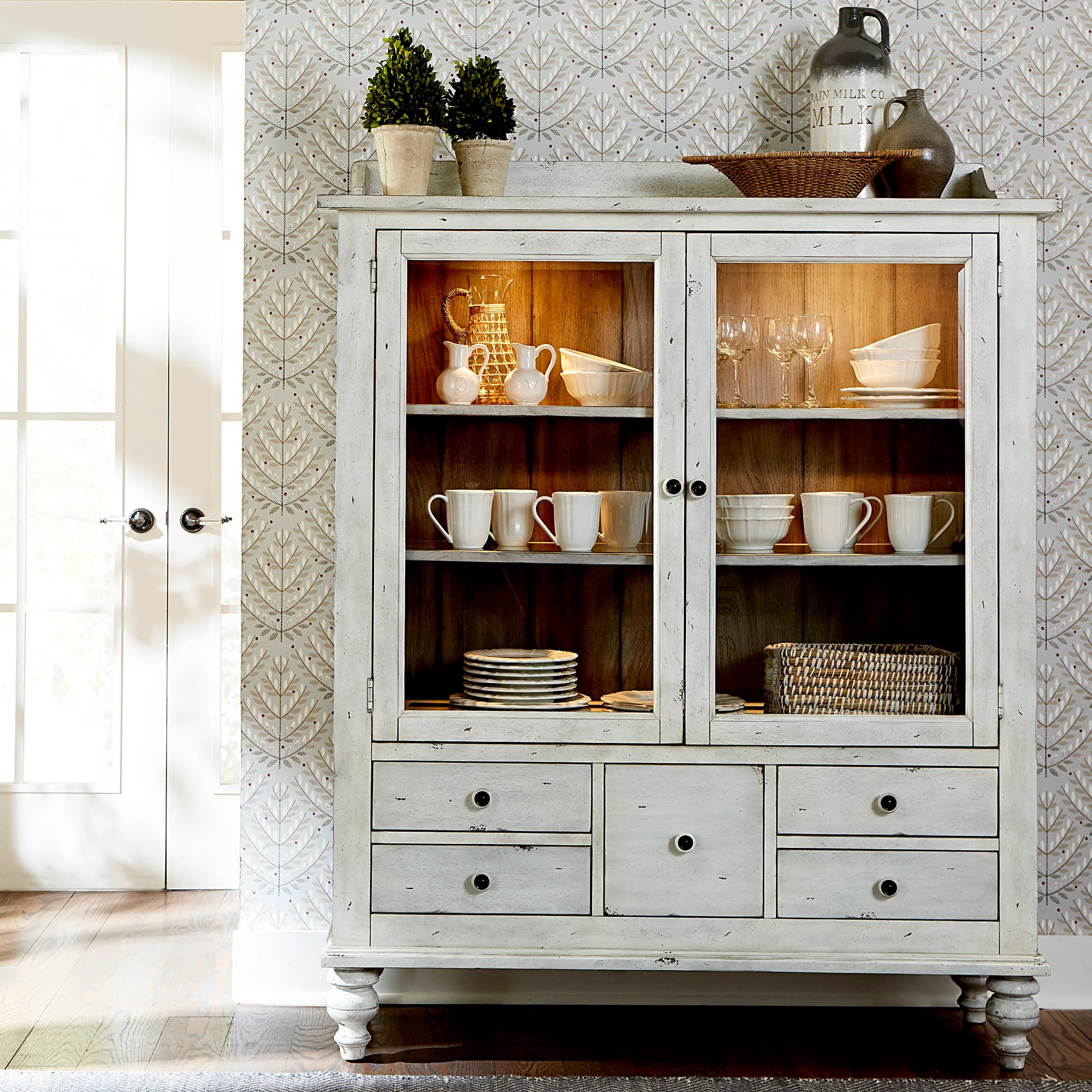 Whitney - Display Cabinet - Antique Linen / Weathered Gray - Image 1