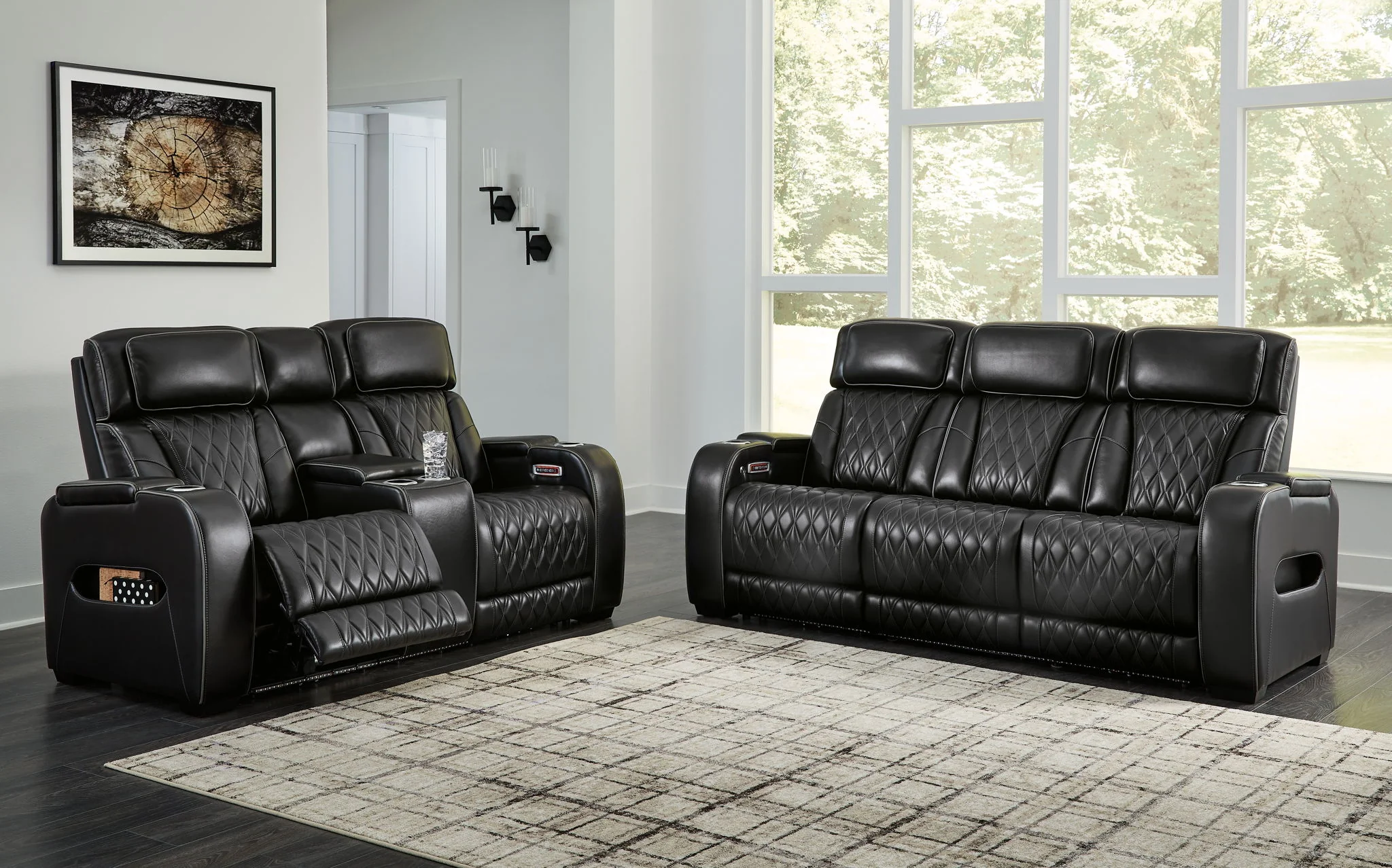 Boyington - 2 Pc. - Power Reclining Sofa And Loveseat - Black - Image 1