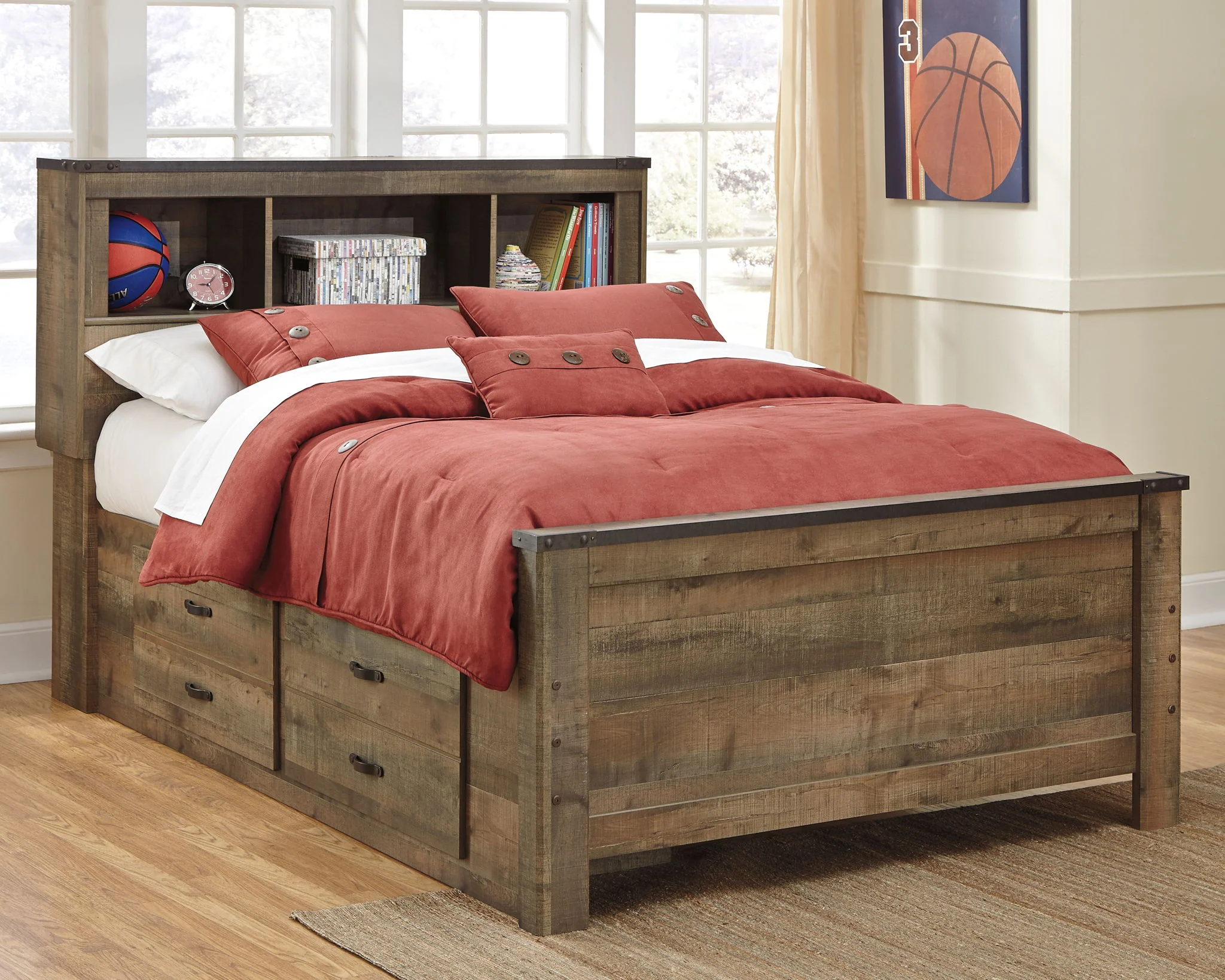 Trinell – Bookcase Storage Bed