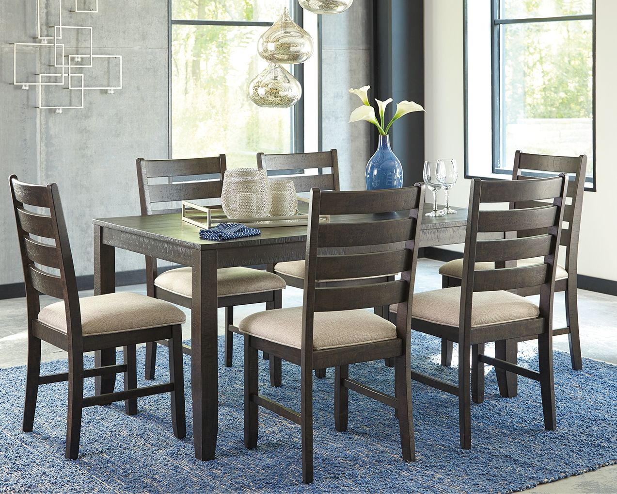 Rokane - Dining Room Table Set (Set of 7) - Brown - Image 2