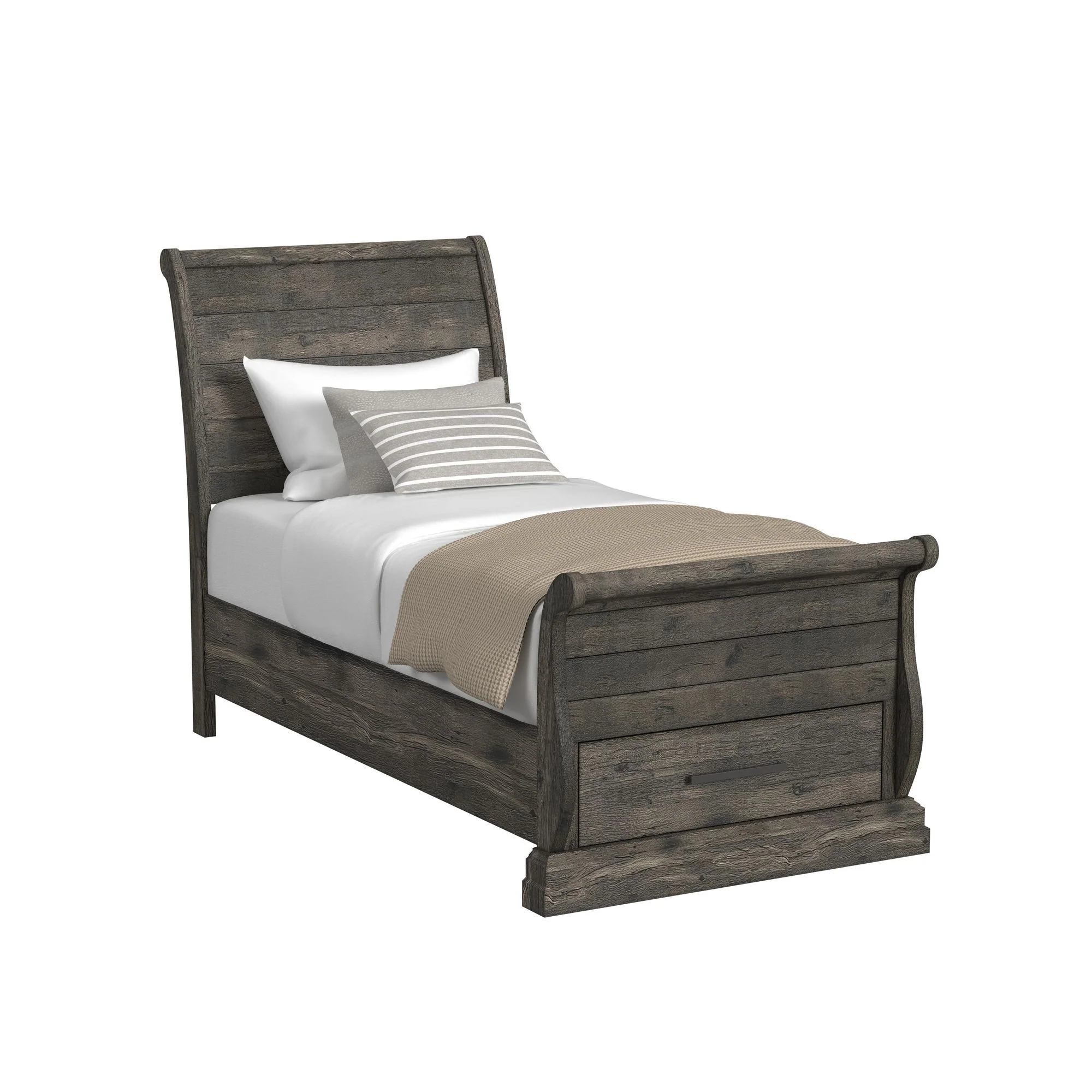 Park Ridge - Twin Sleigh Storage Footboard With Slats - Charcoal - Image 1