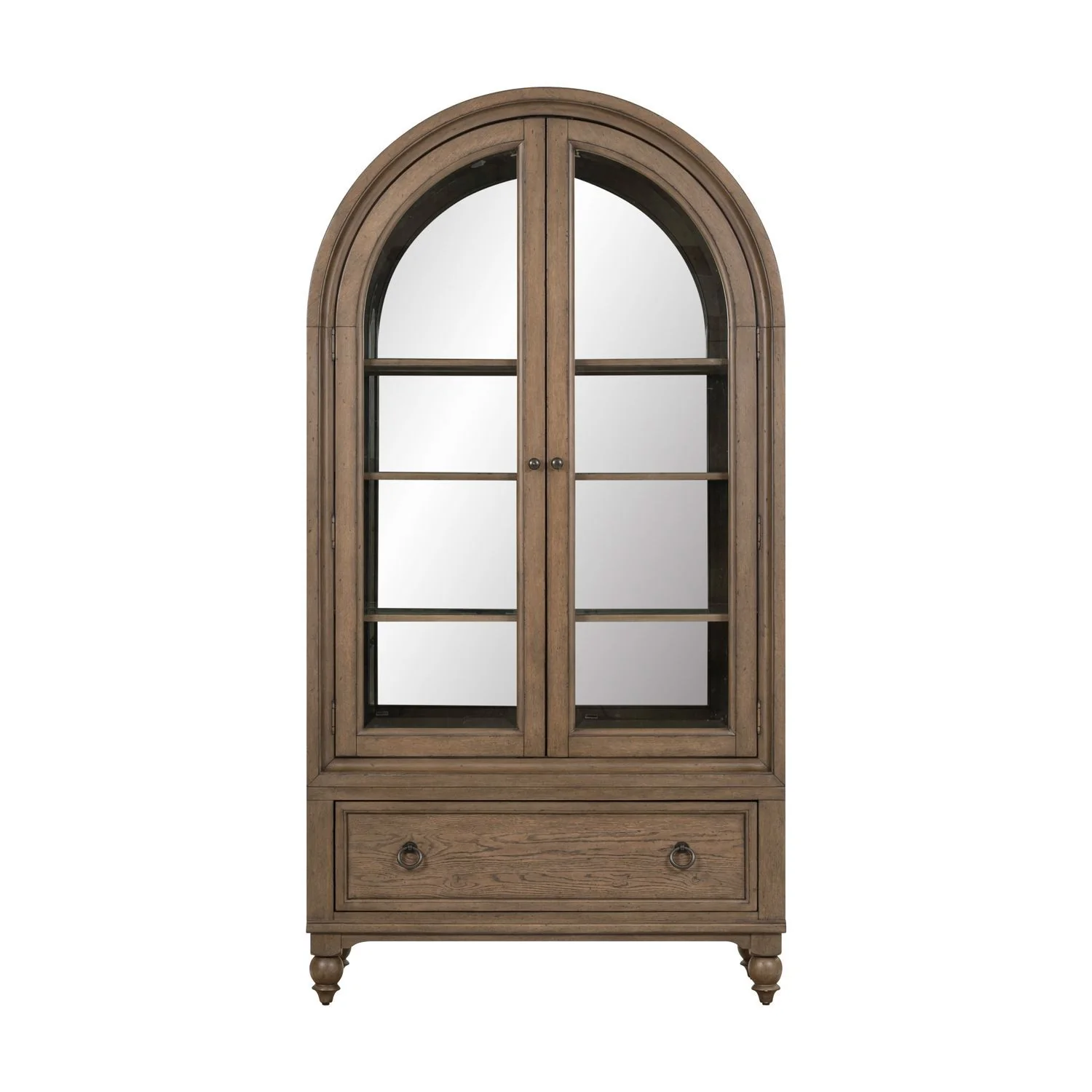 Americana Farmhouse - Arched Display Cabinet - Dusty Taupe - Image 2