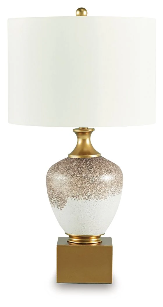 Tavisburg - Glass Table Lamp - Brown / White / Gold - Image 1