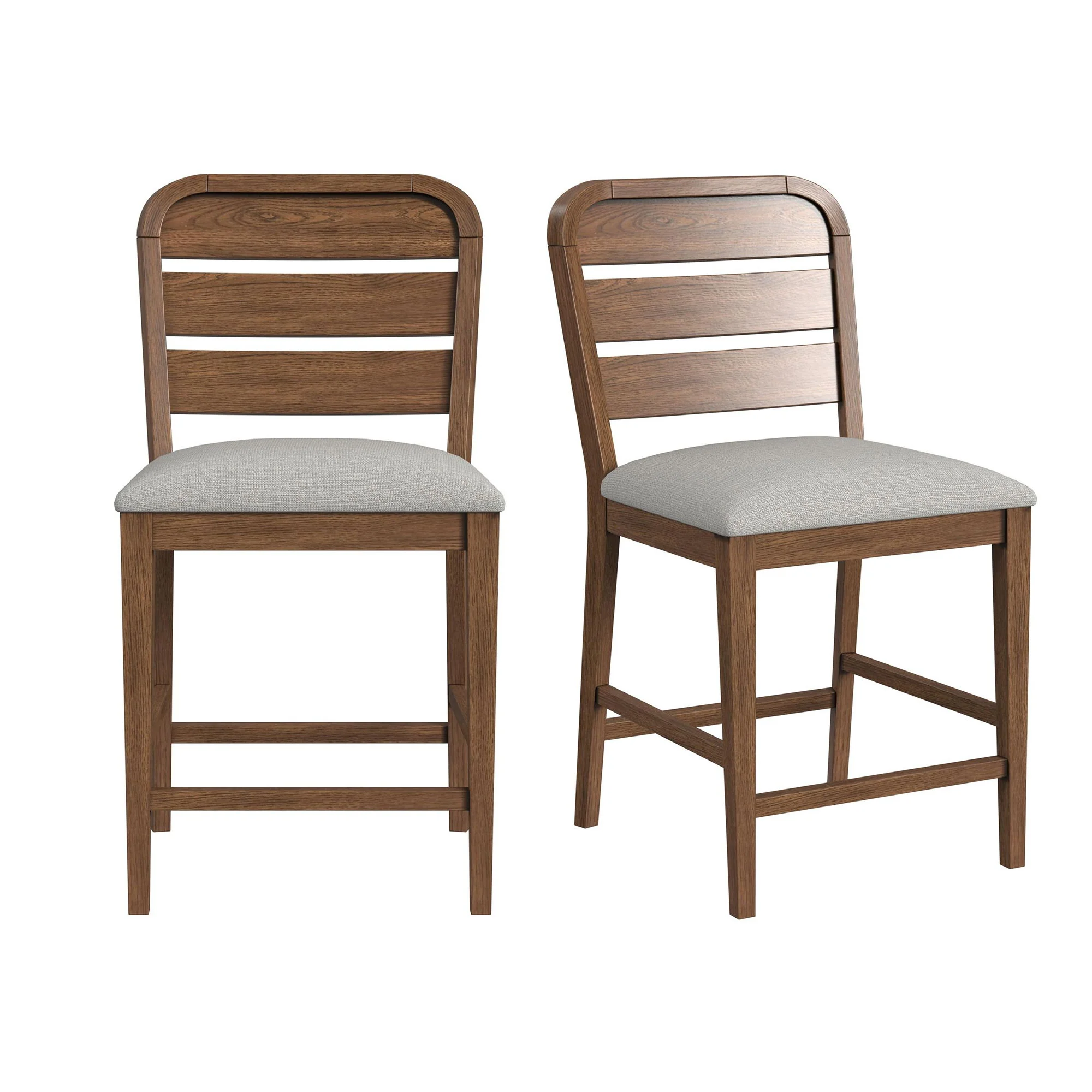 Glinda – Fabric Counter Chair (Set of 2) – Brown / Light Gray