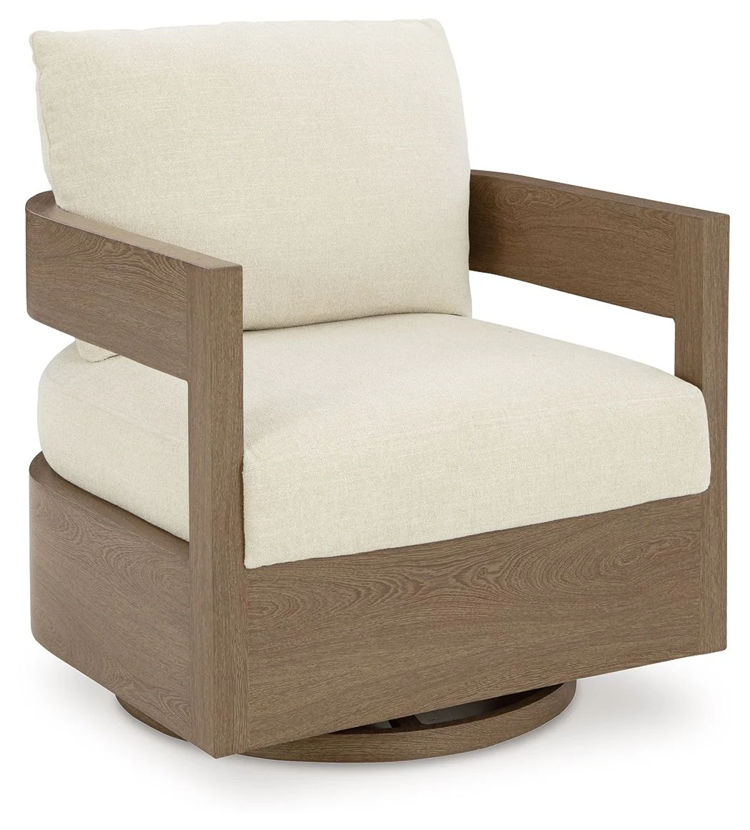 Serene Bay - Swivel Glider Chair With Cushion - Dark Brown / White - Image 1