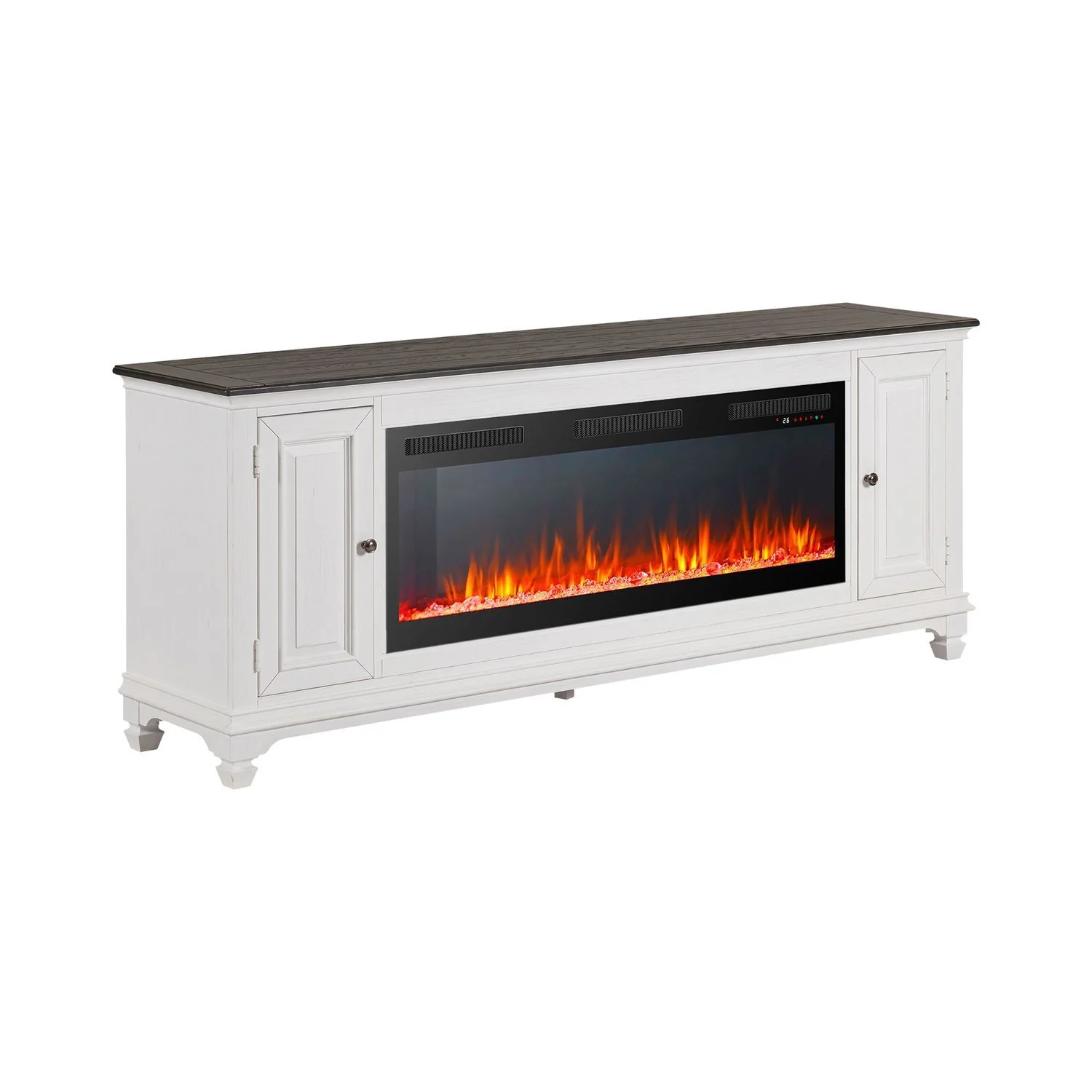 Fireplace TV Consoles - 417 80" Console With Fire FTS - White - Image 3
