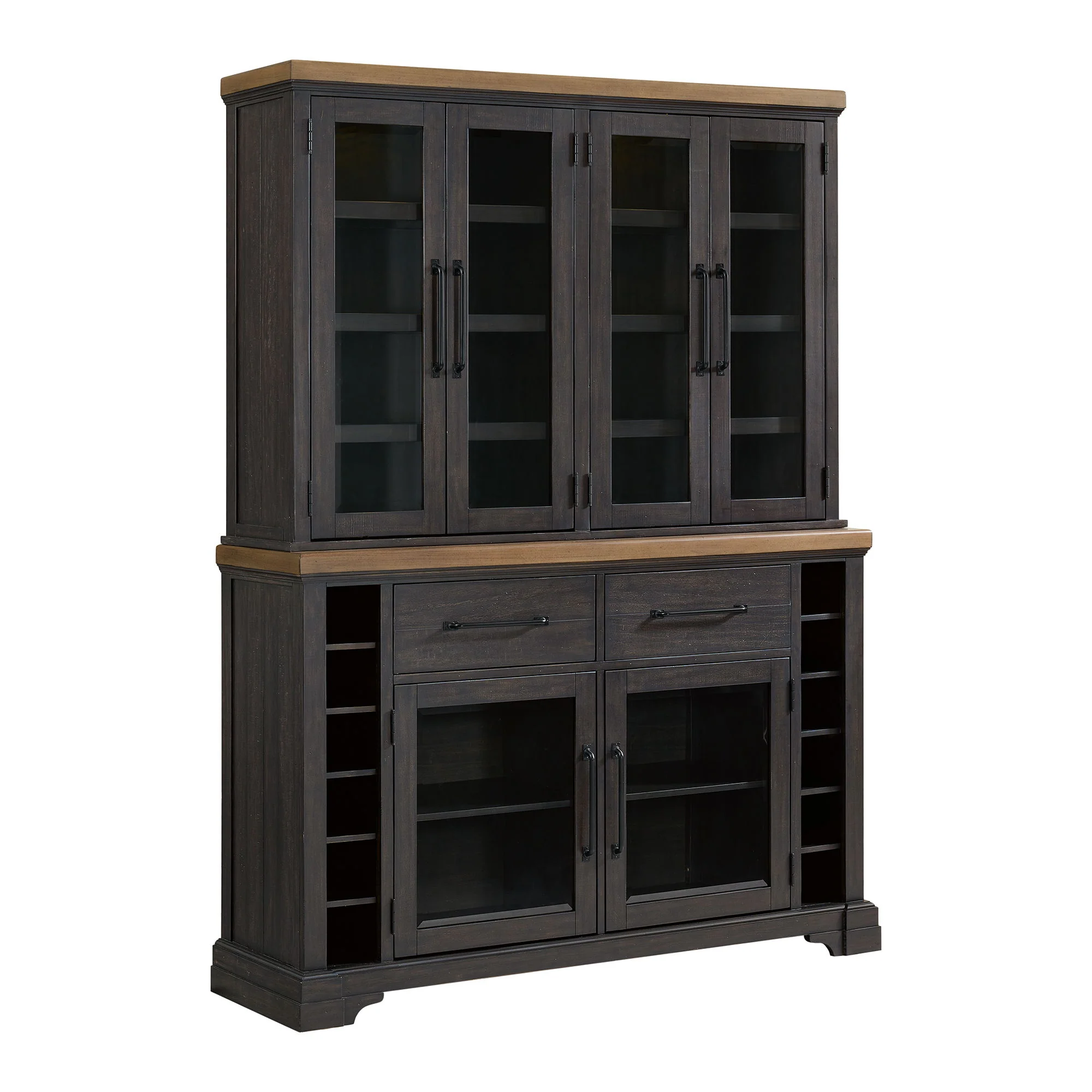 Montrose – Server And Hutch With LED Light – Espresso And Brown