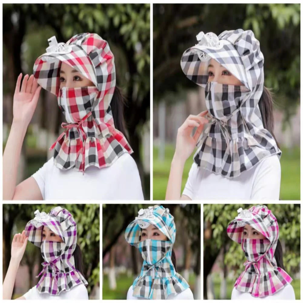 Anti-UV Dust Protect Long Wrap Hat with Fan - Image 2