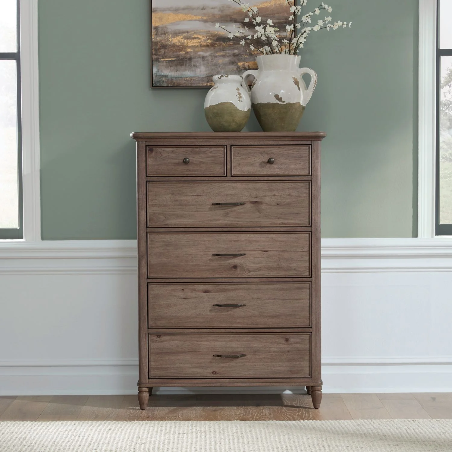 Hickory Grove - 6 Drawer Chest - Heirloom Brown - Image 1