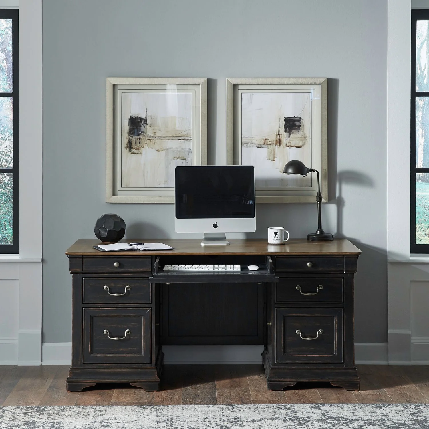 Meritage - Jr Executive Desk - Aged Charcoal - Image 1