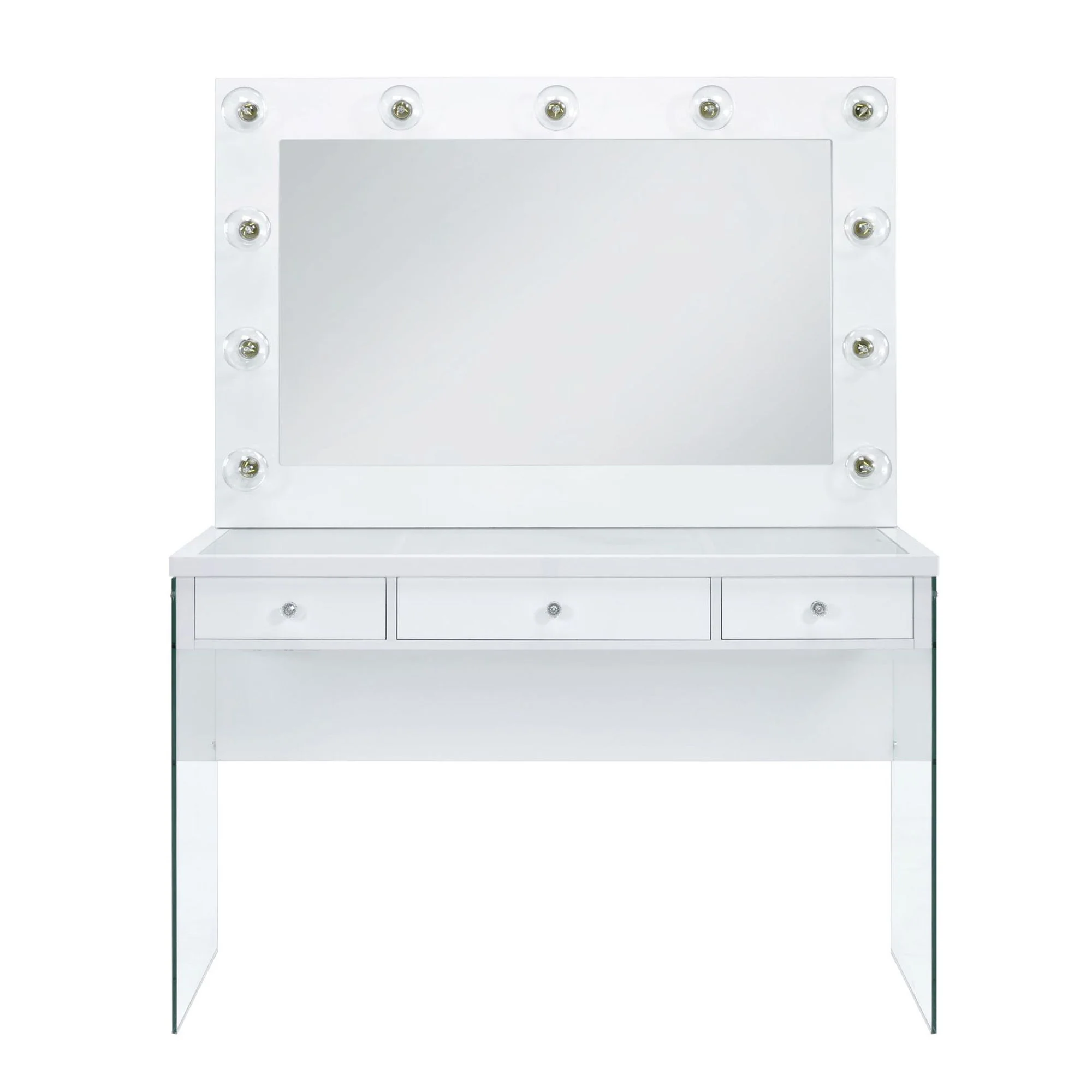 Jacey - Complete Vanity With Lightbulbs - Glossy White - Image 2