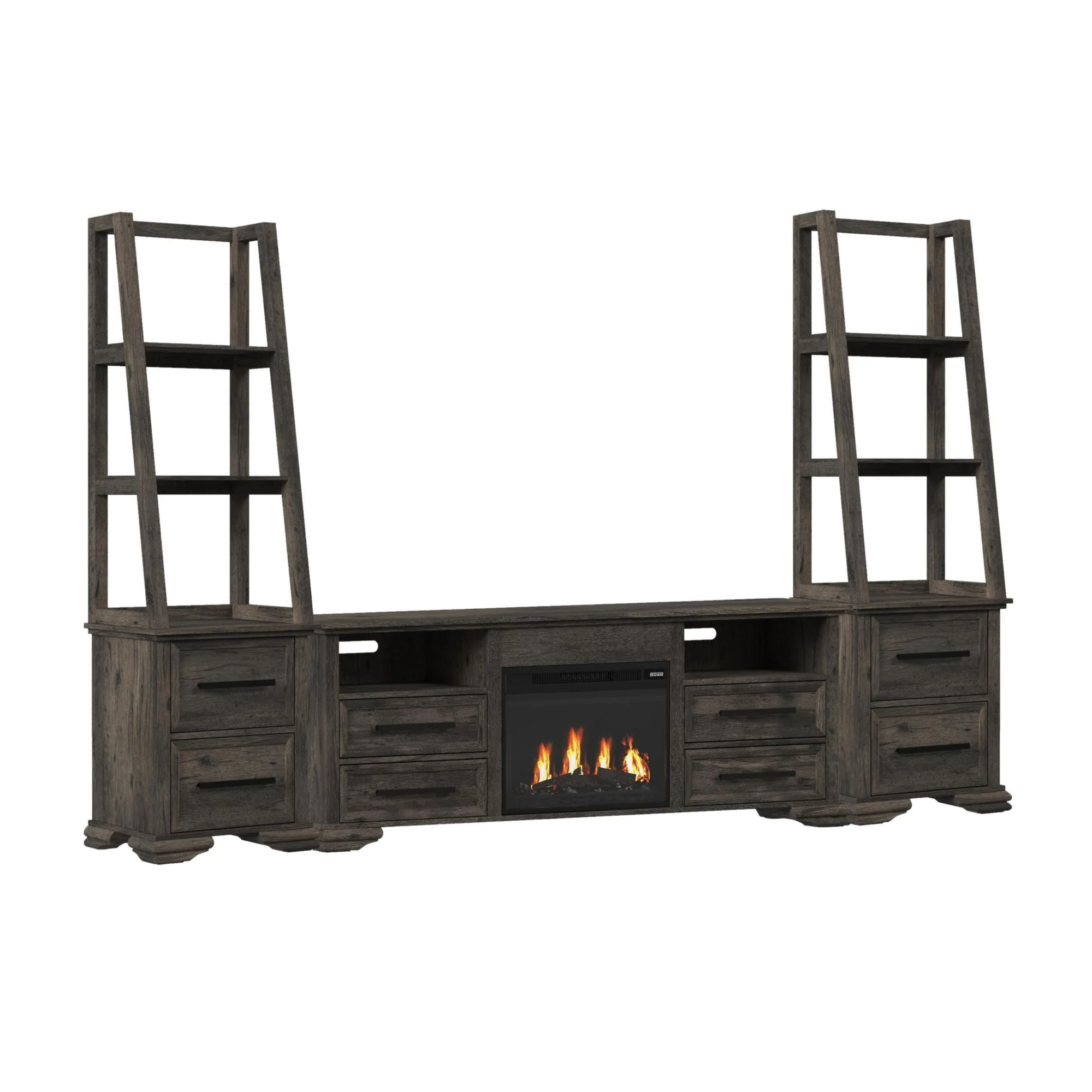 Park Ridge – 4 Piece Entertainment Unit With 71” TV Console – Charcoal