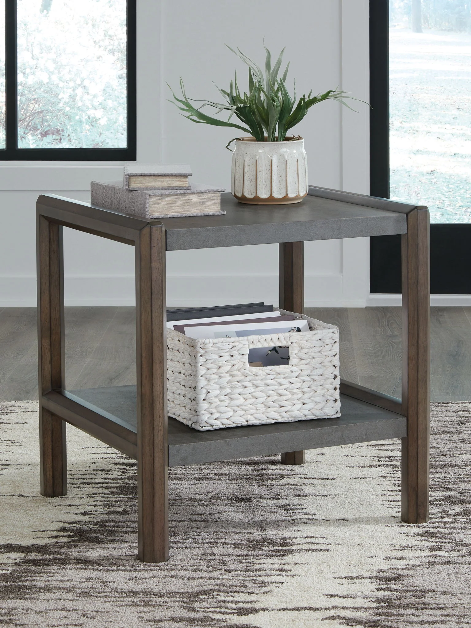 Kallenny - Rectangular End Table - Brown / Gray - Image 2