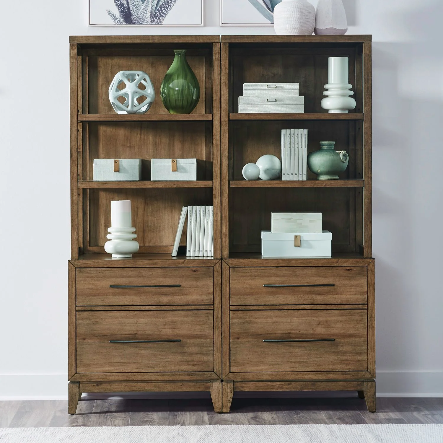 Shaker Lakes – Opt Bunching Bookcase (Set of 2) – Harvest Brown