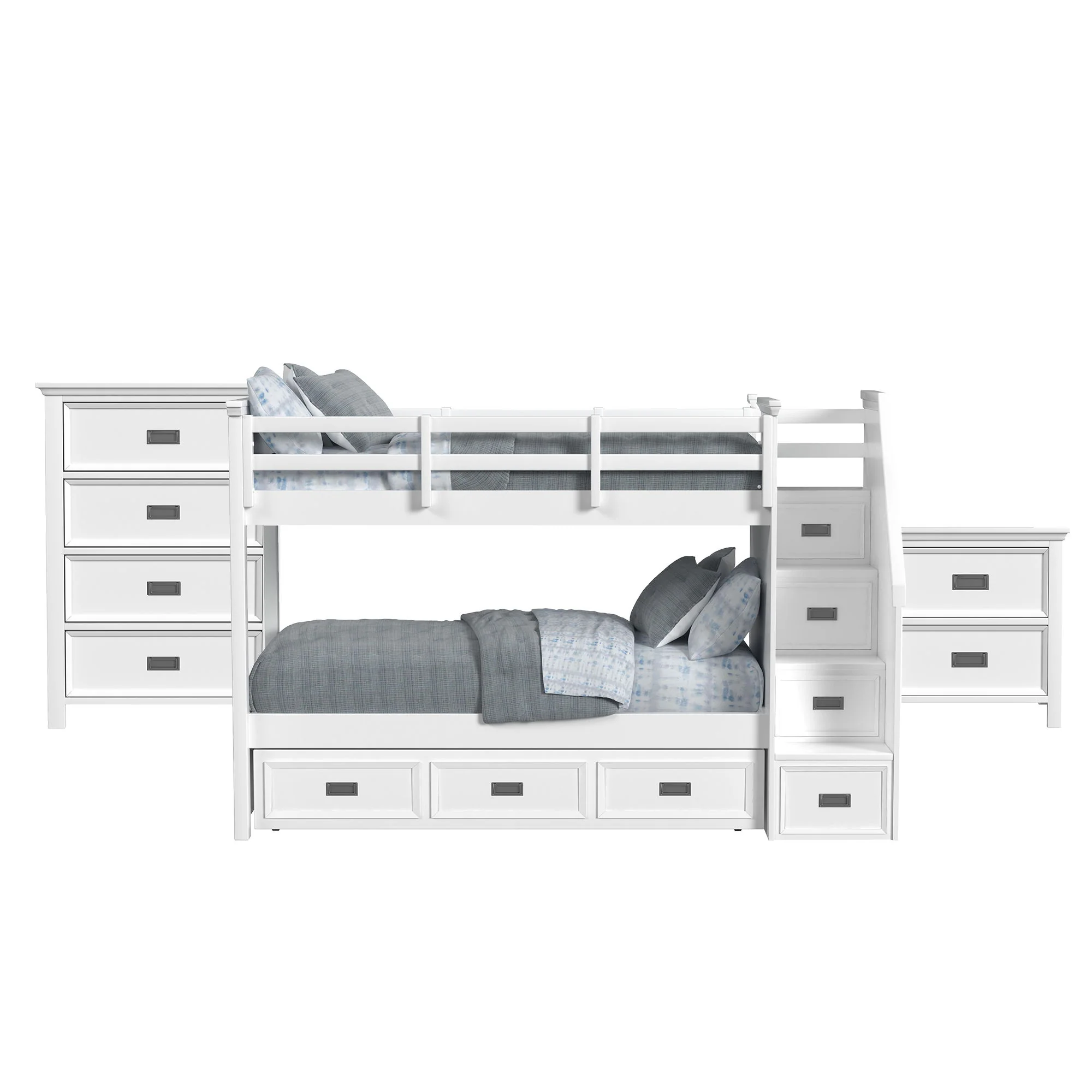 Hampton Kids – Bunk With Staircase And Trundle Bedroom Set