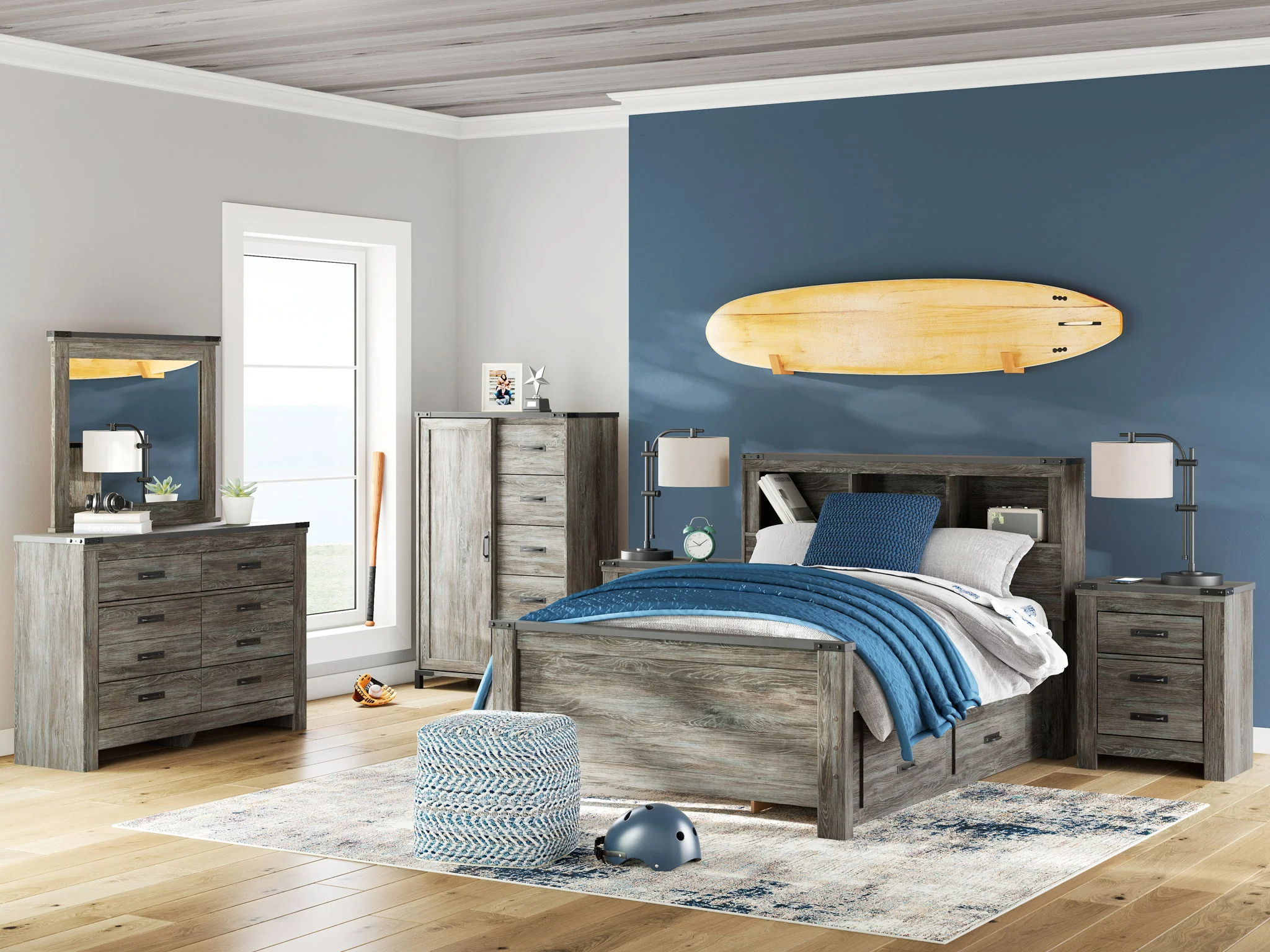 Frandern – Bookcase Panel Bedroom Set With Storage