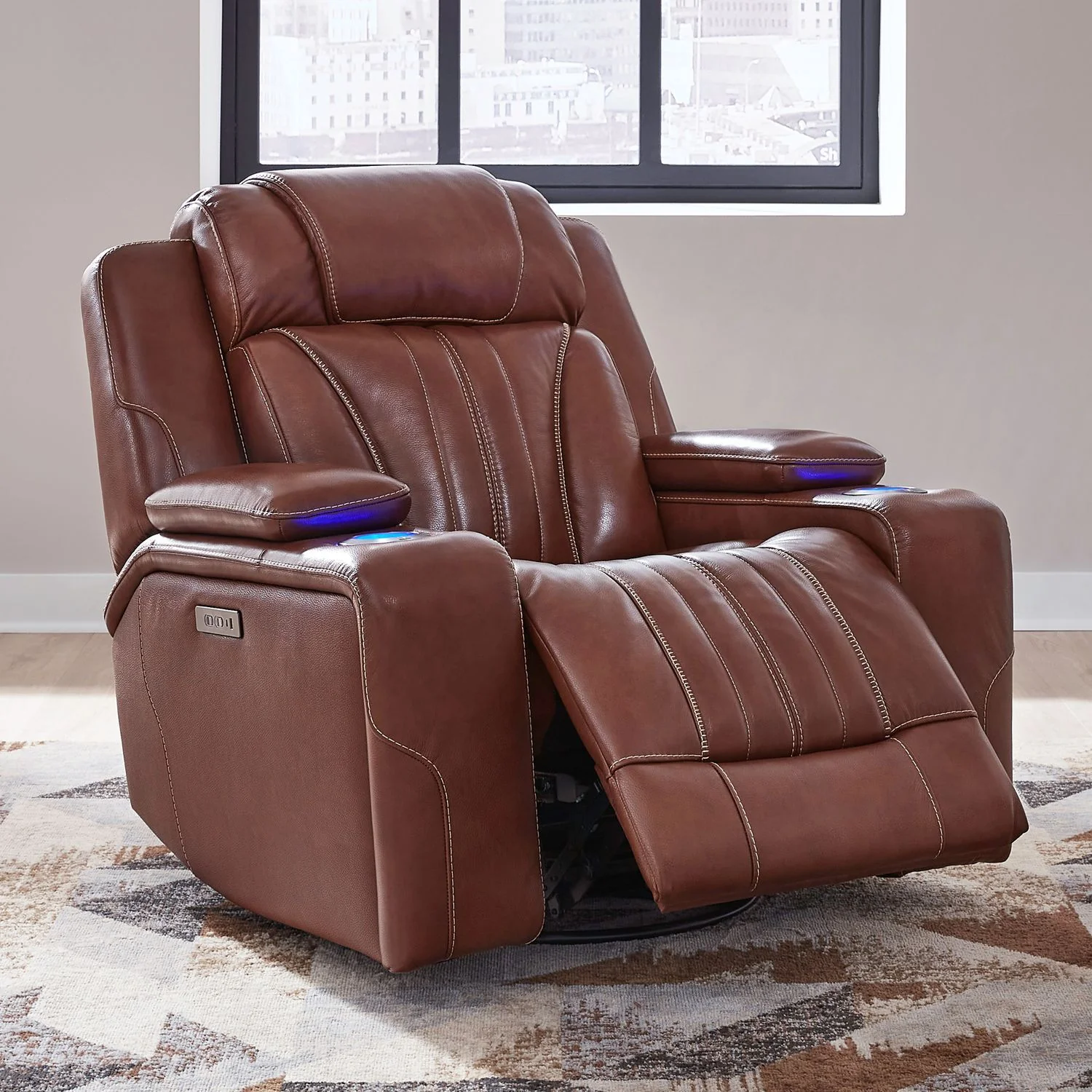 Caswell - Swivel Glider Recliner P2 - Nature Chestnut - Image 3