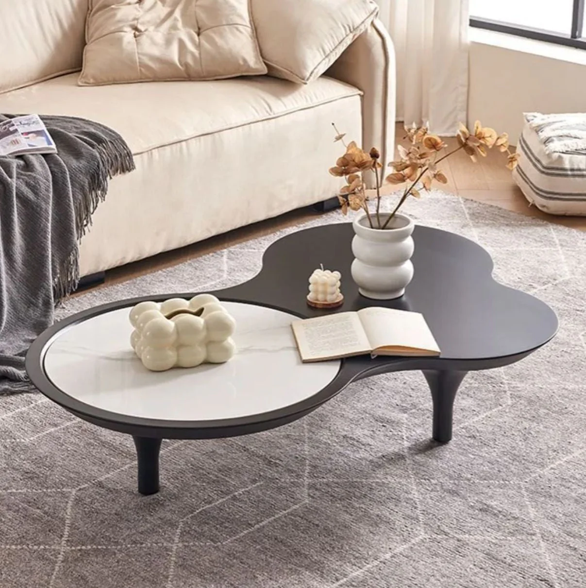 Elegant Dual-Tone Minimalist Contemporary Modern Coffee Table - Image 2