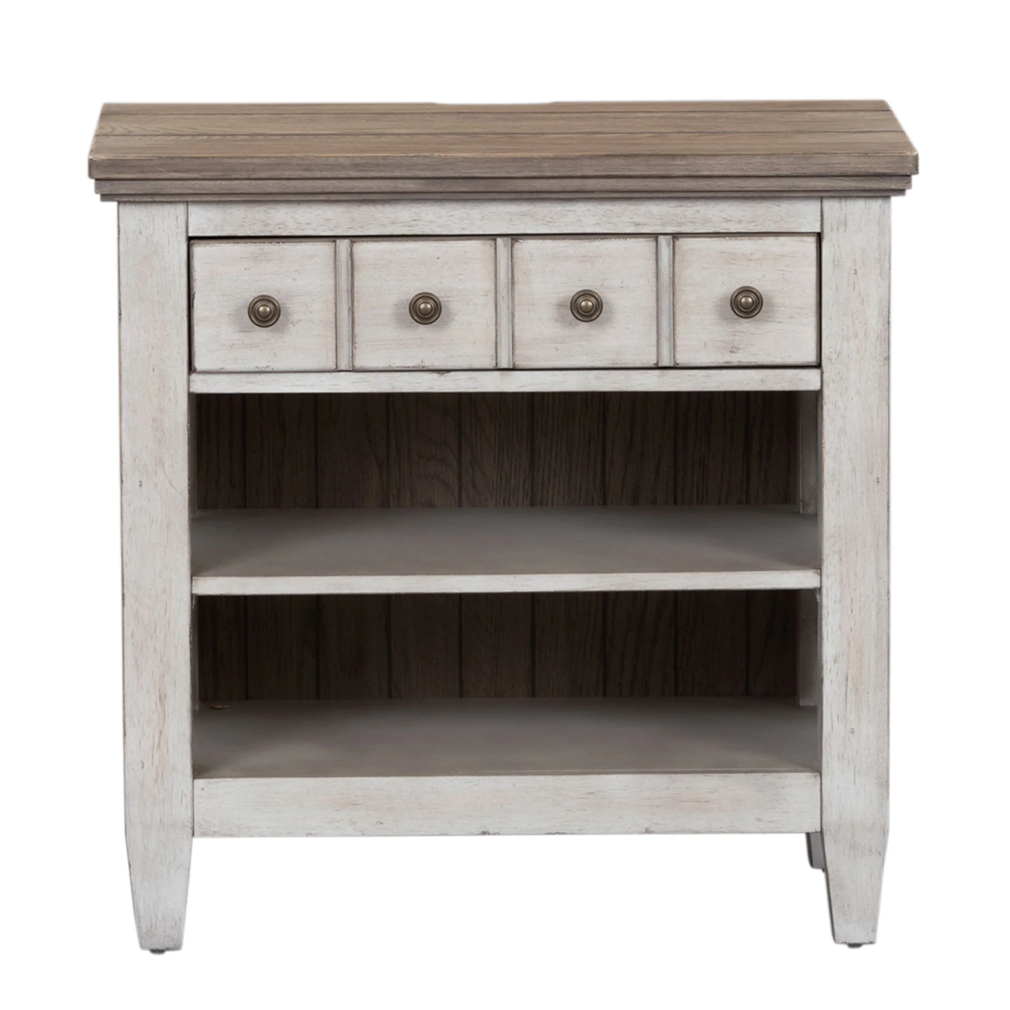 Heartland – 1 Drawer Nightstand With Charging Station – Antique White / Tobacco Tops