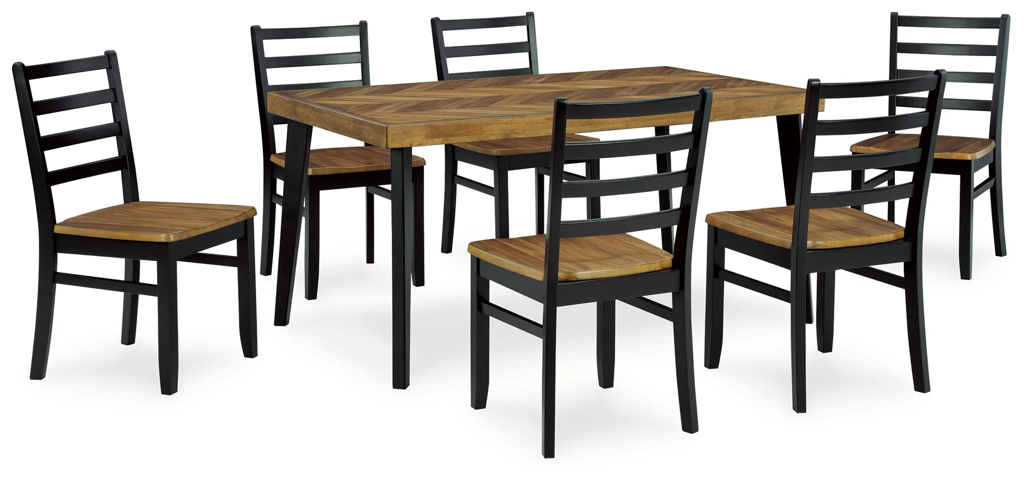Blondon – Rectangular Drm Table Set (Set of 7) – Brown / Black