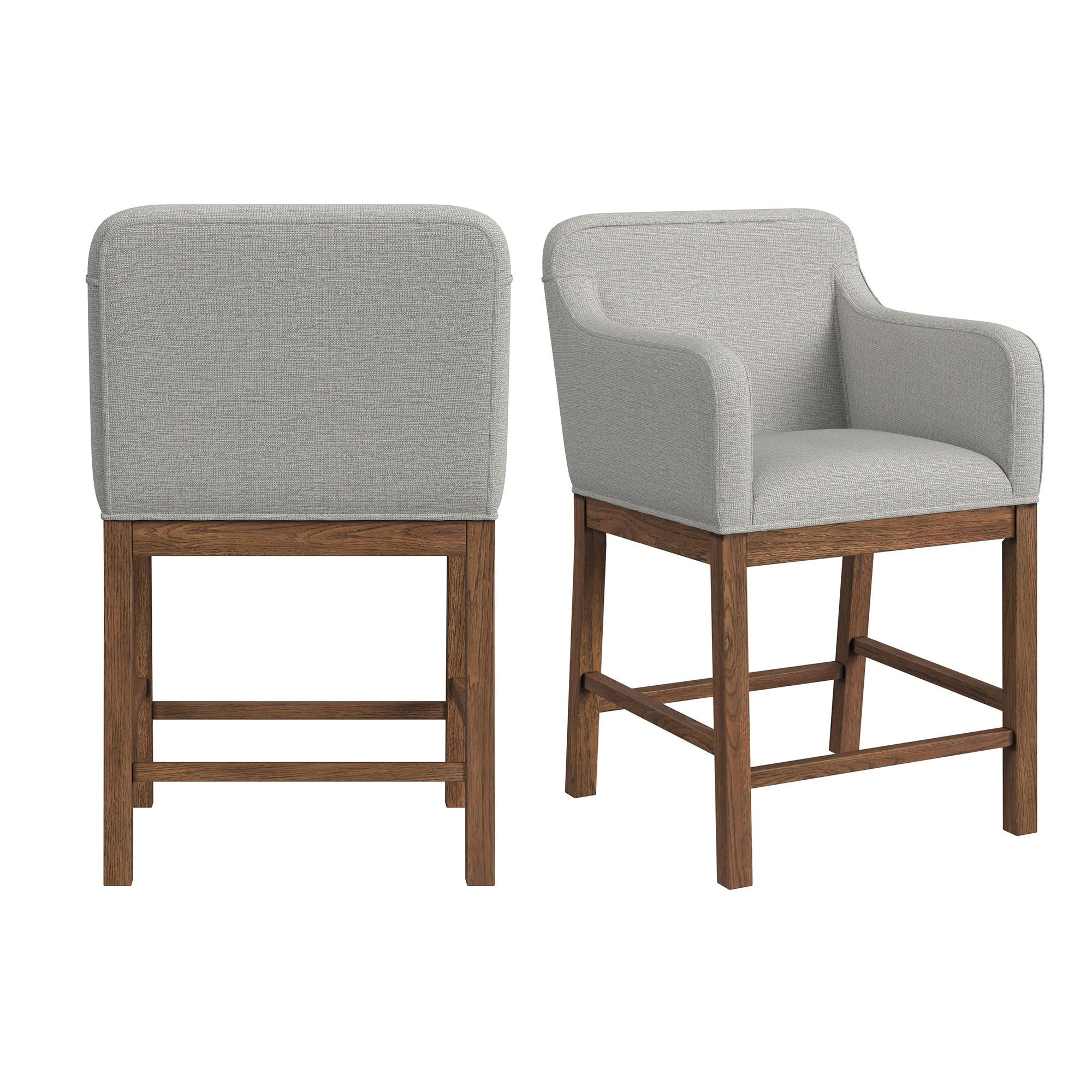 Glinda – Upholstered Fabric Counter Chair (Set of 2) – Brown / Light Gray