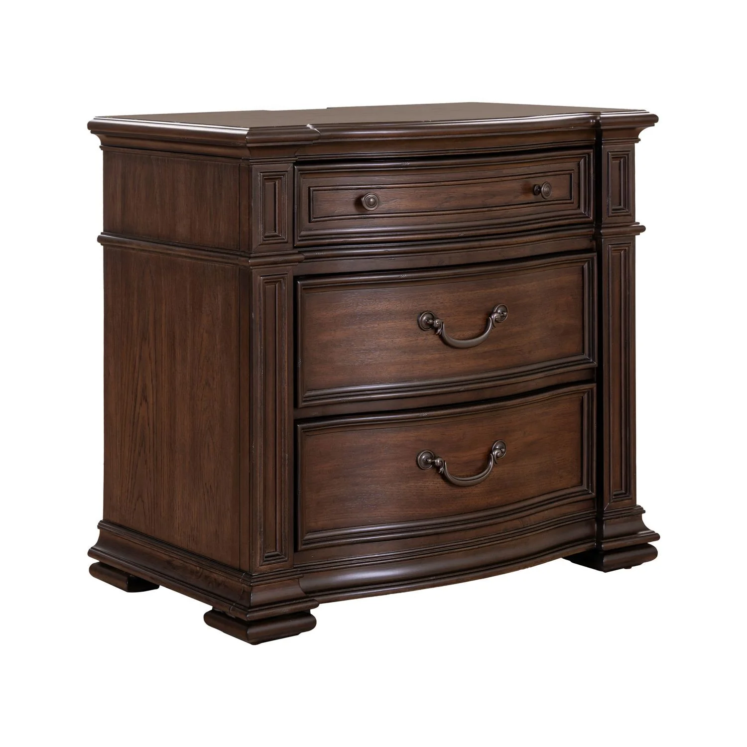 Providence Park - Bedside Chest With Charging Station - Chateau Brown - Image 3