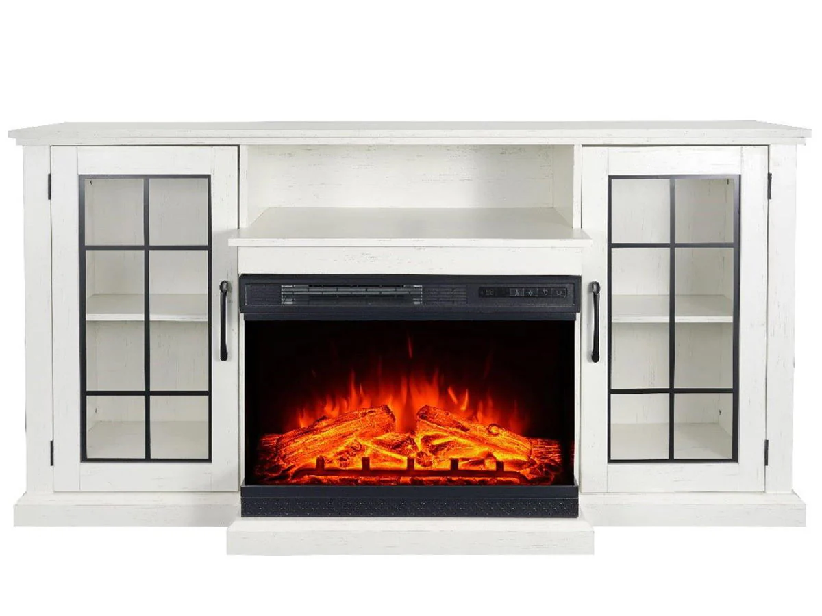 Vitara 59" TV Stand With Fireplace - White - Image 1