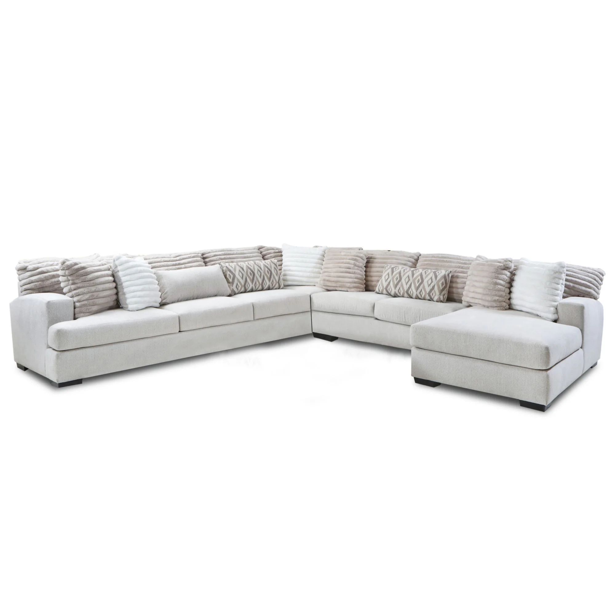 Mondo – RHF Armless Return Sofa With 4 Pillows – Hush Parchment